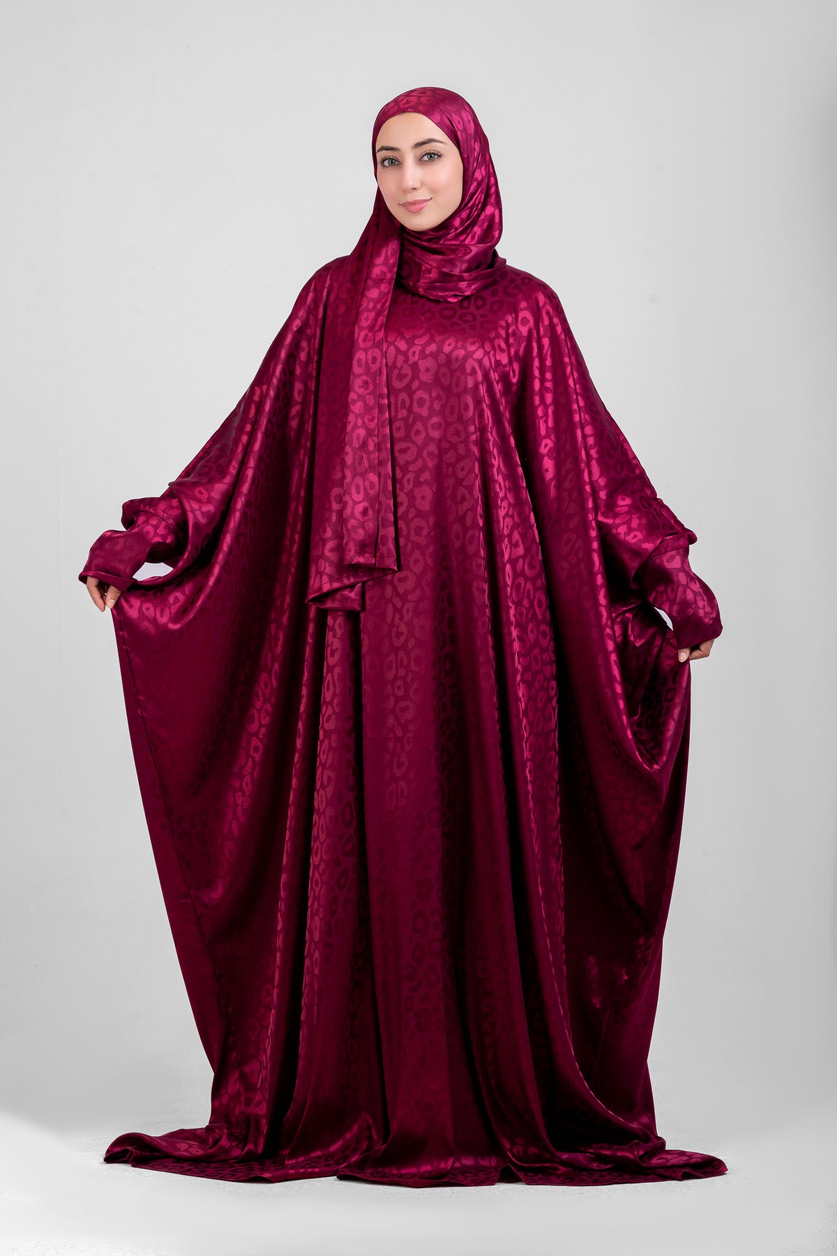 Maroon Satin Jacquard butterfly
