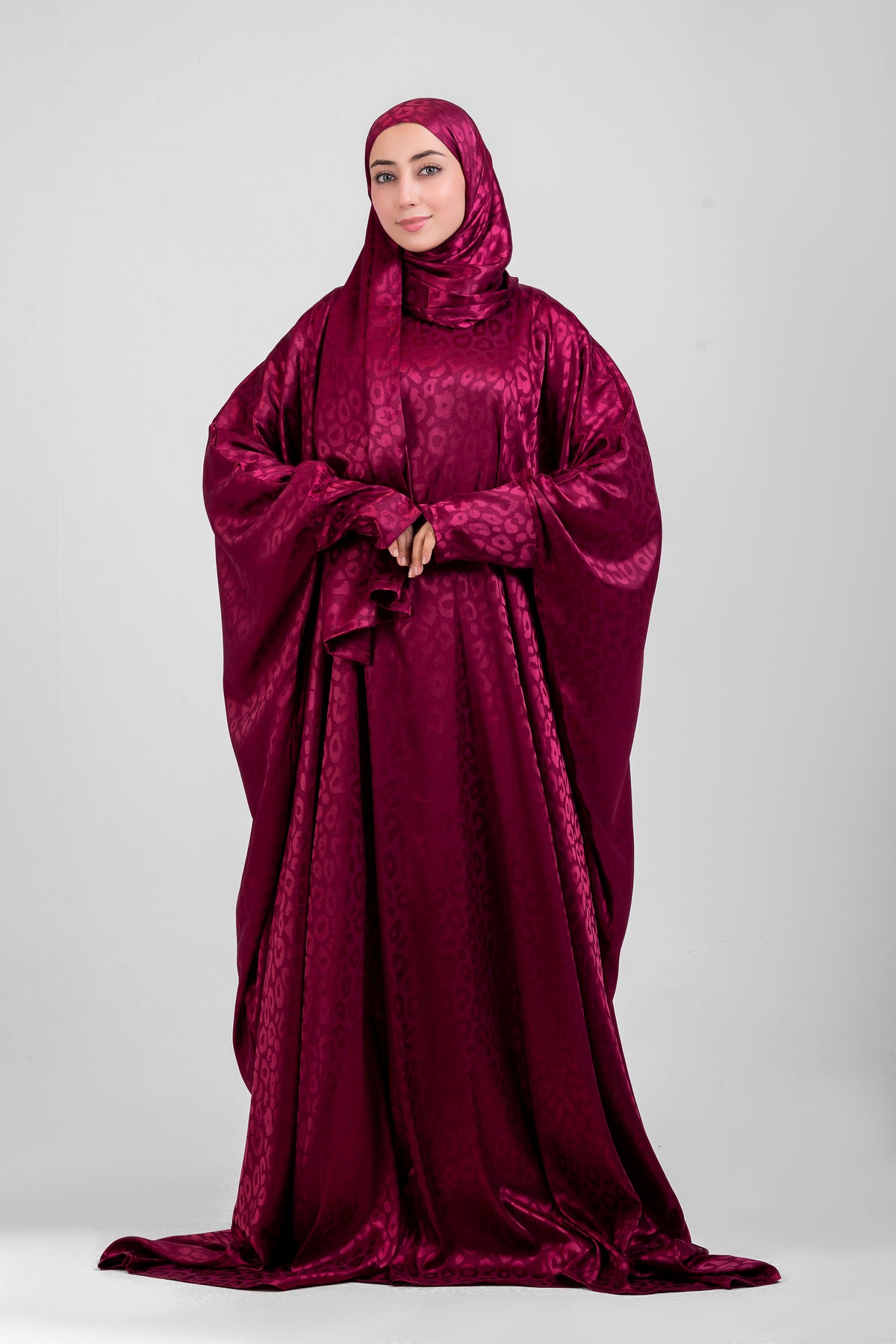 Maroon Satin Jacquard butterfly