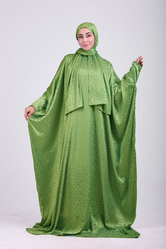 Green Satin Jacquard butterfly