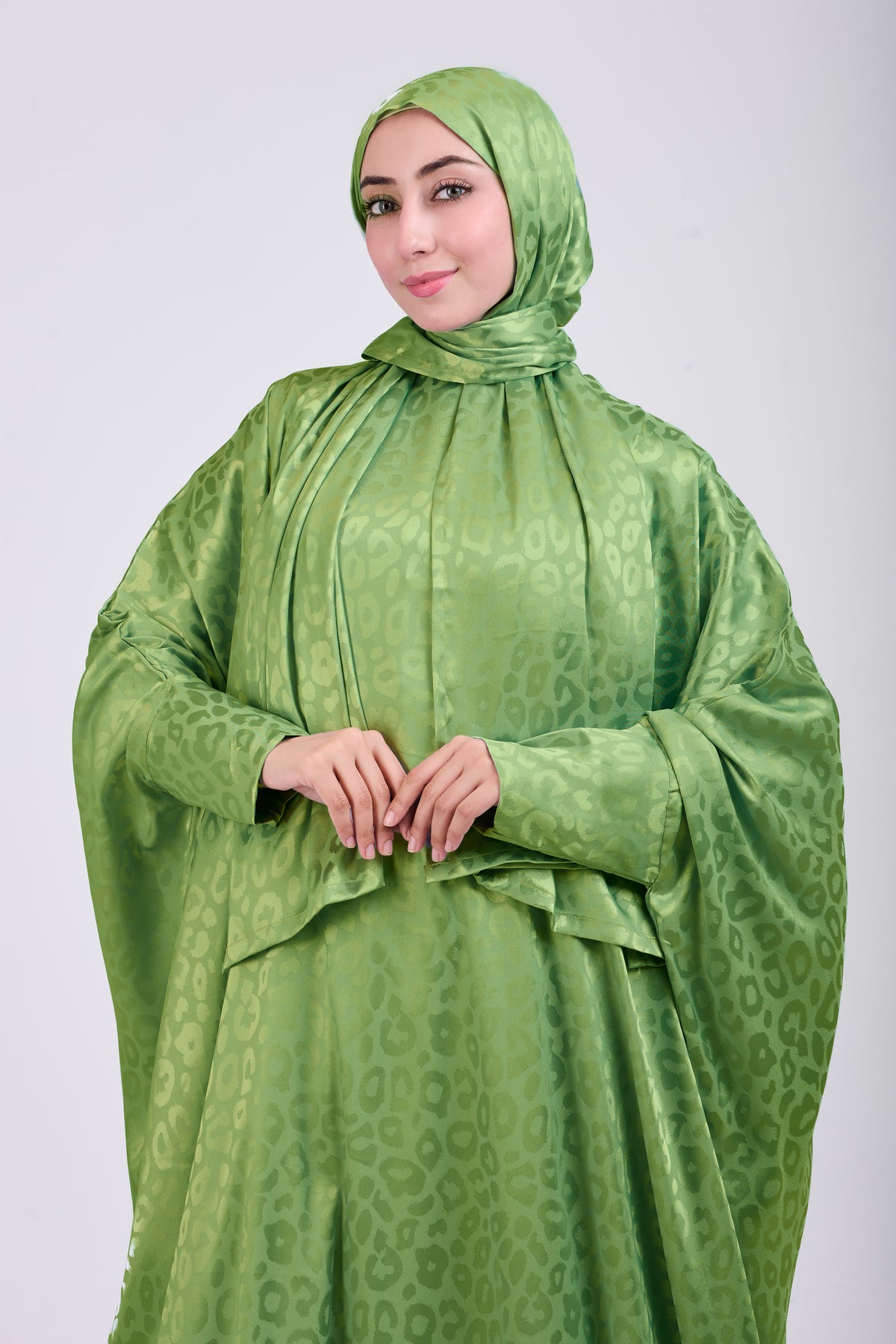 Green Satin Jacquard butterfly