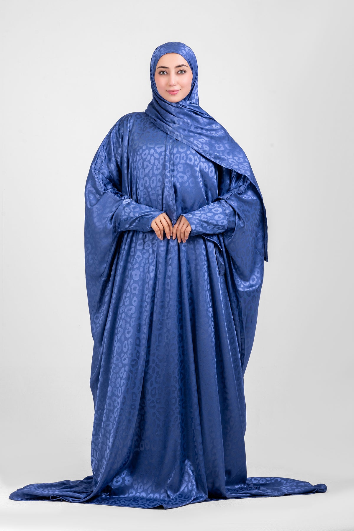 Cobalt Satin Jacquard butterfly