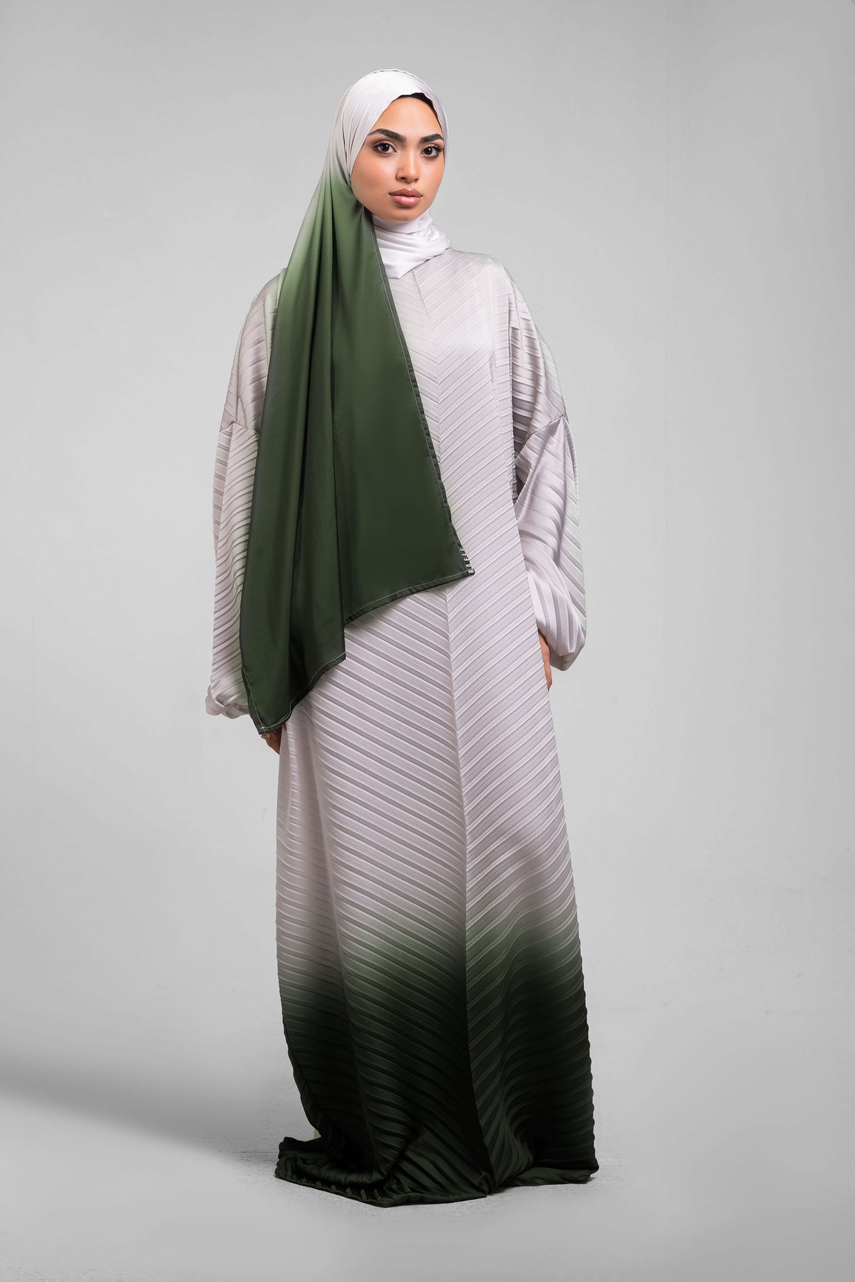 Cream to Olive Pleated Satin