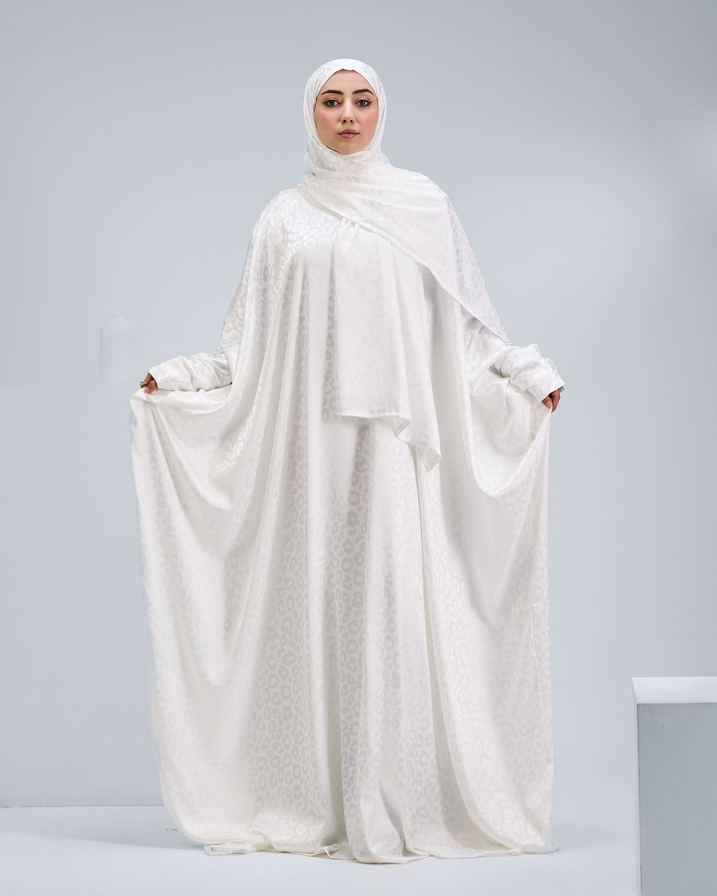 White Satin Jacquard butterfly
