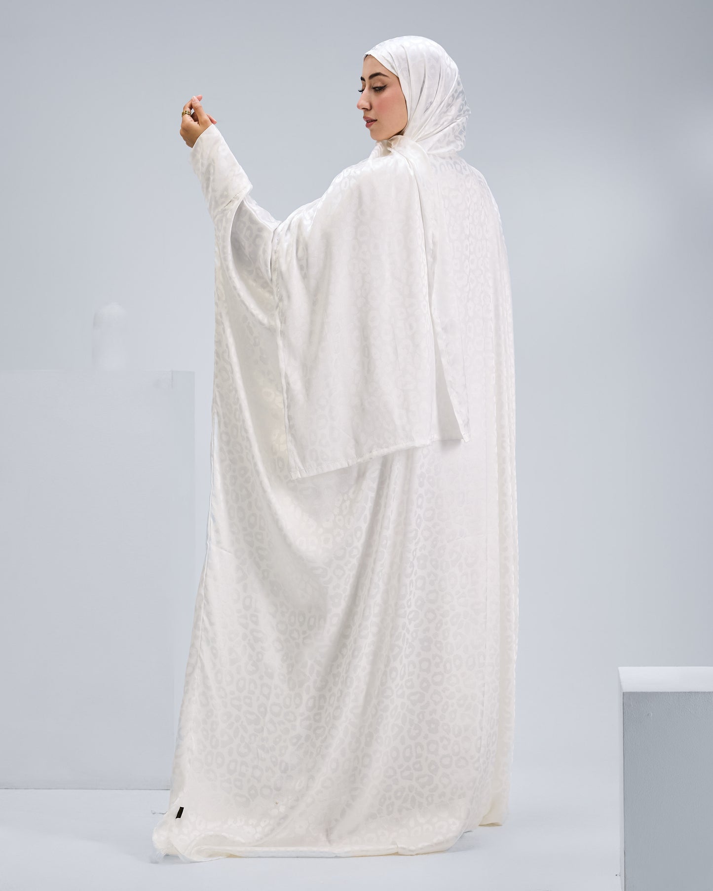 White Satin Jacquard butterfly