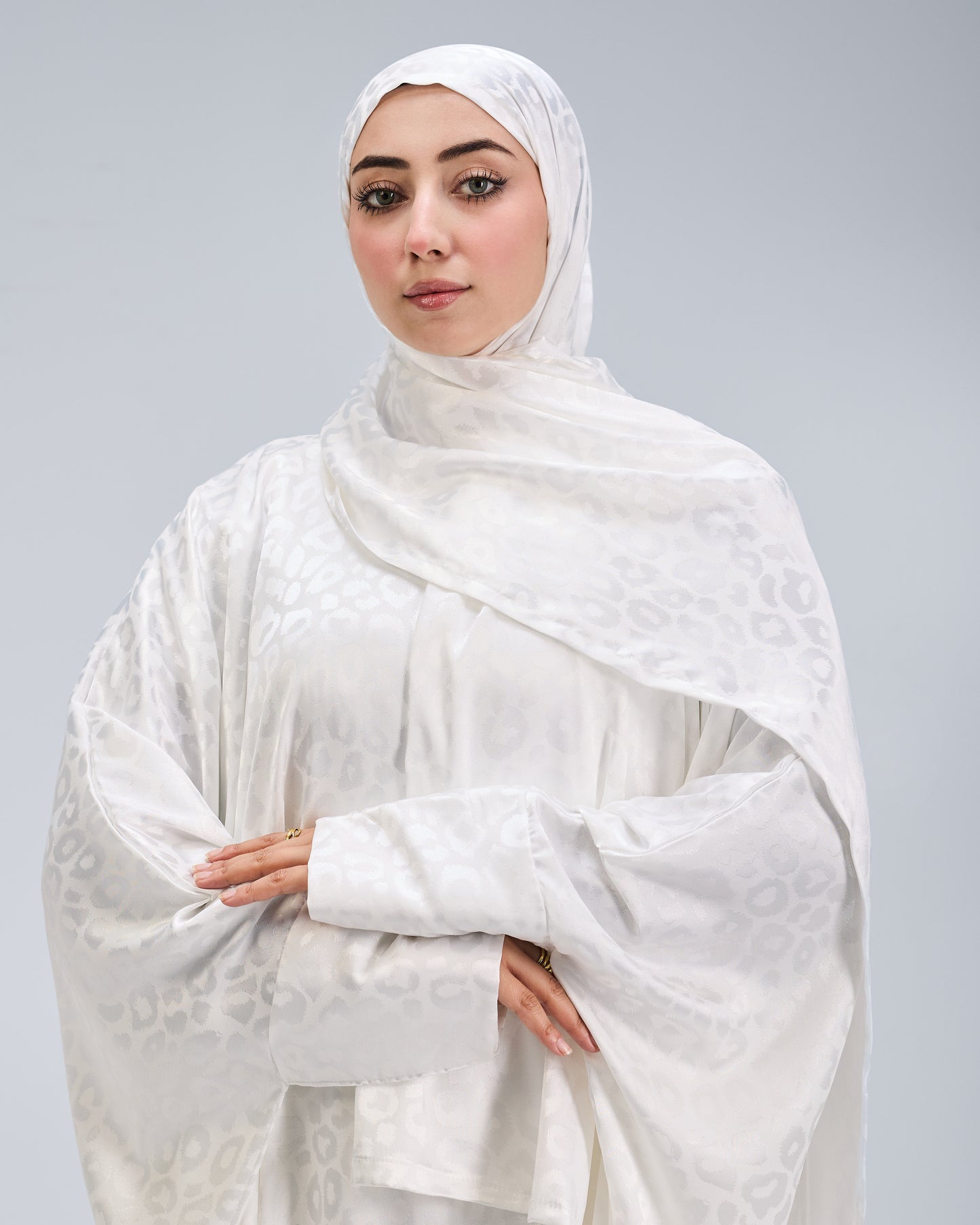 White Satin Jacquard butterfly