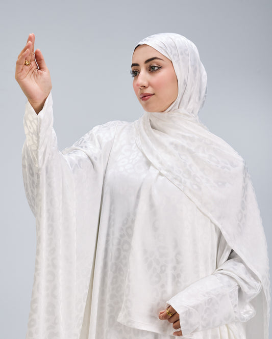 White Satin Jacquard butterfly