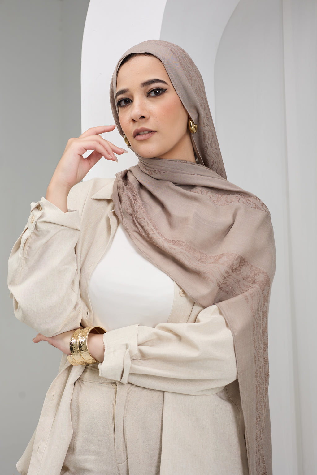 Beige Handmade cotton