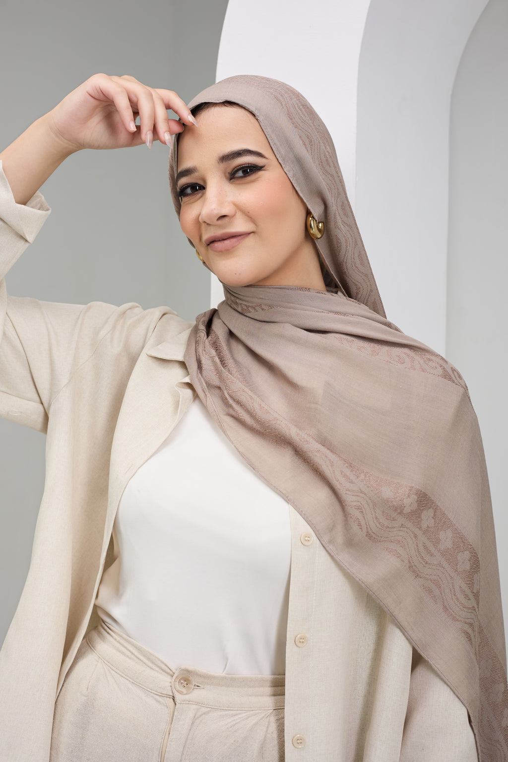 Beige Handmade cotton