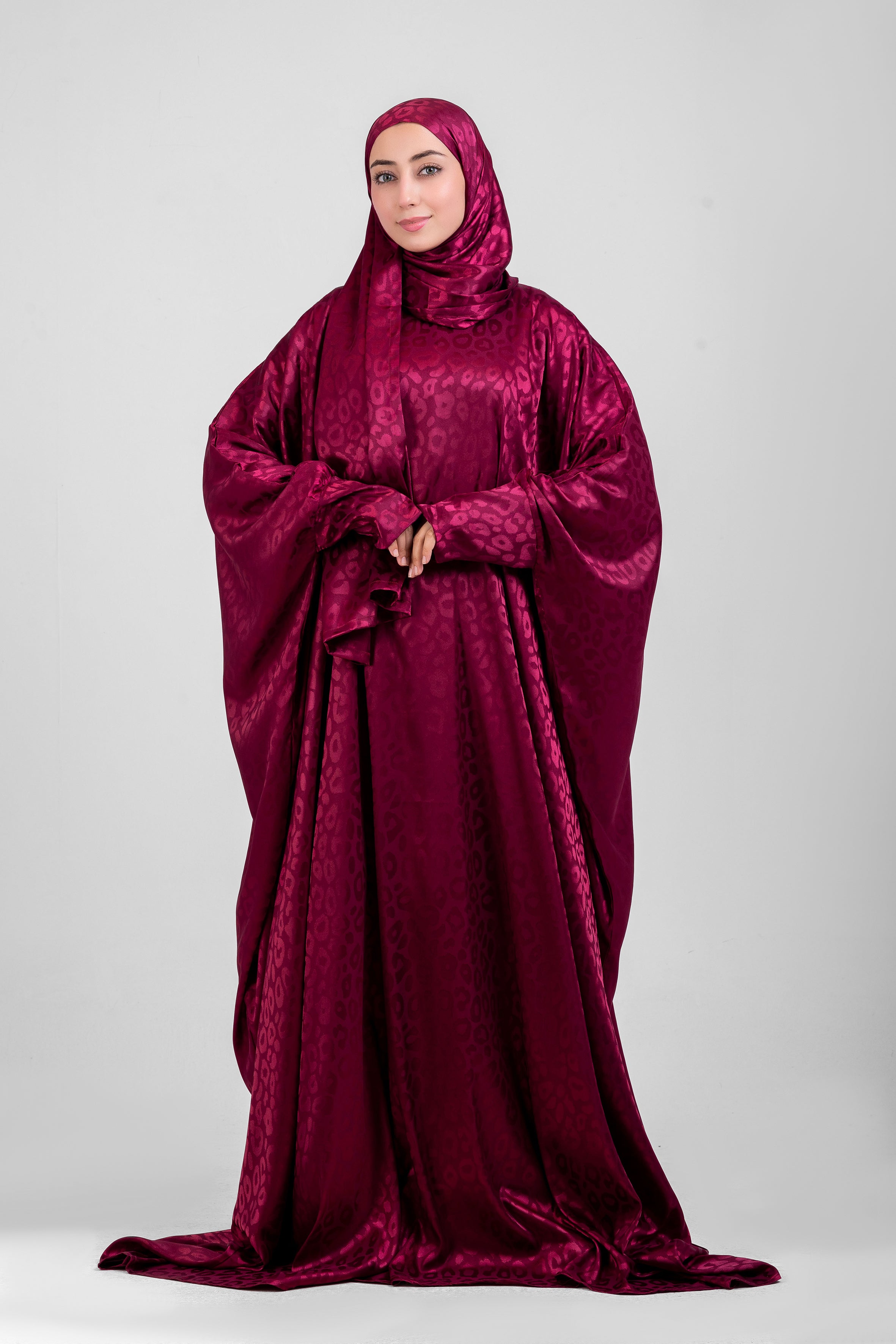 Maroon Satin Jacquard butterfly