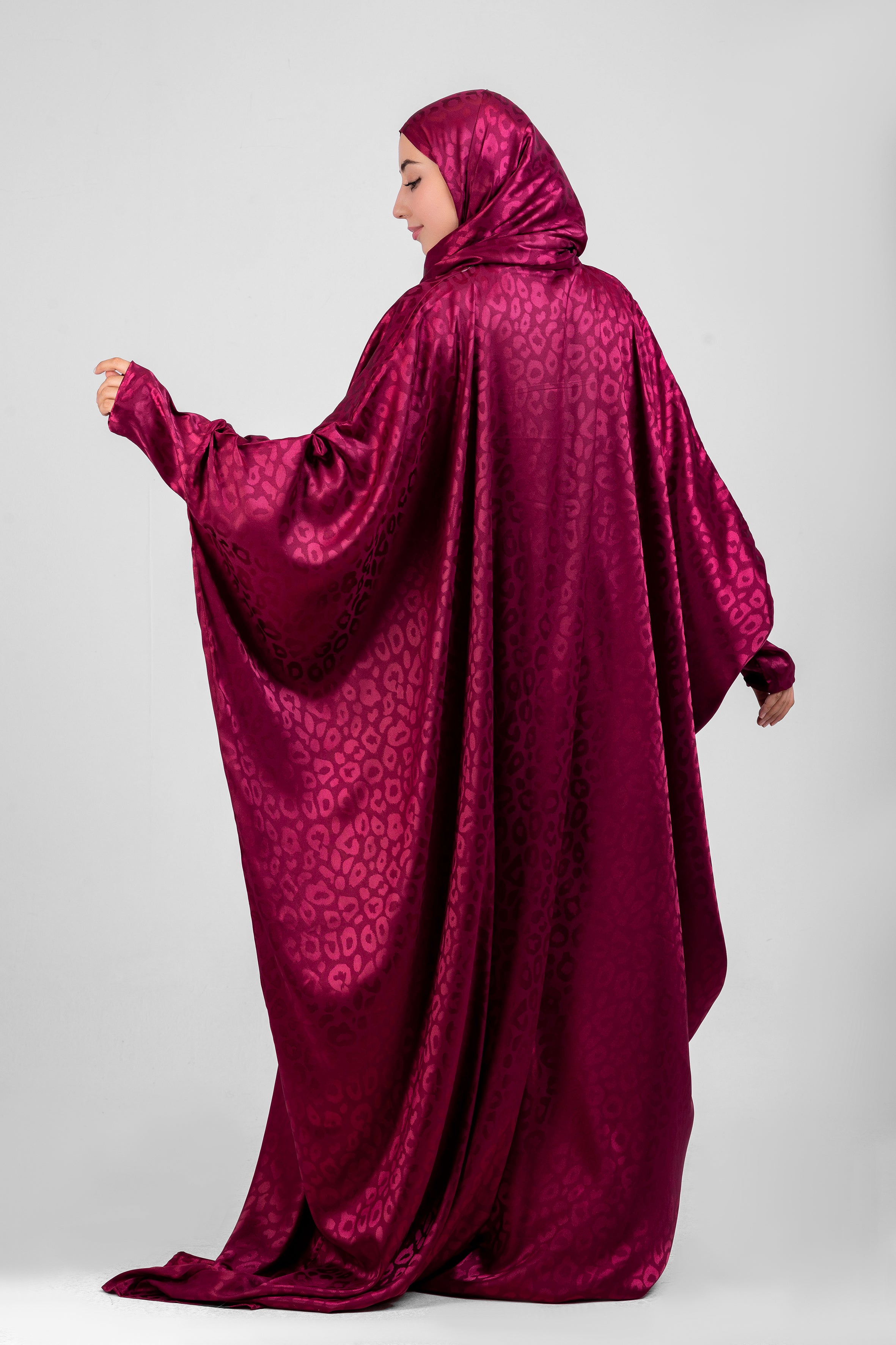 Maroon Satin Jacquard butterfly