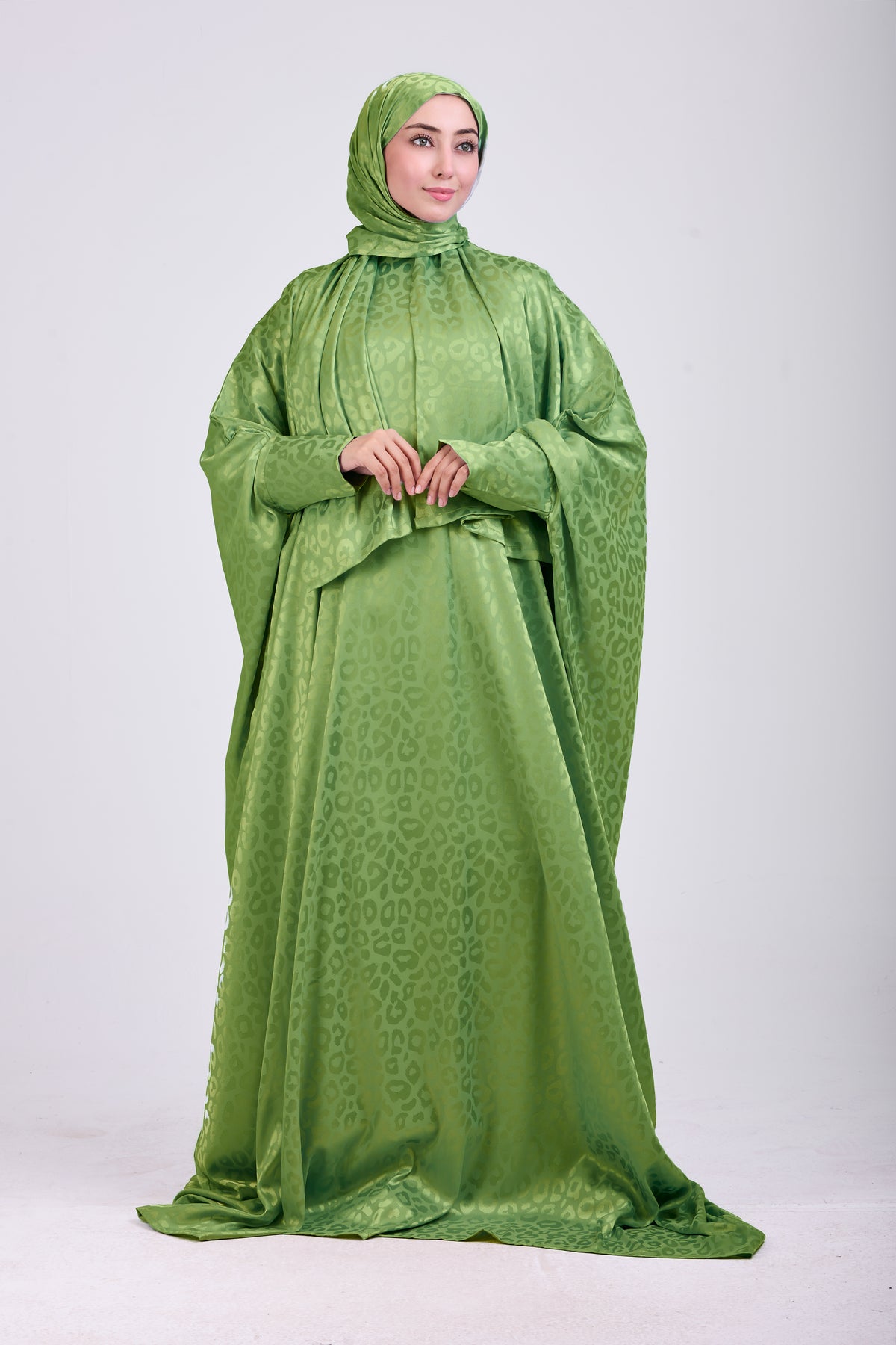 Green Satin Jacquard butterfly