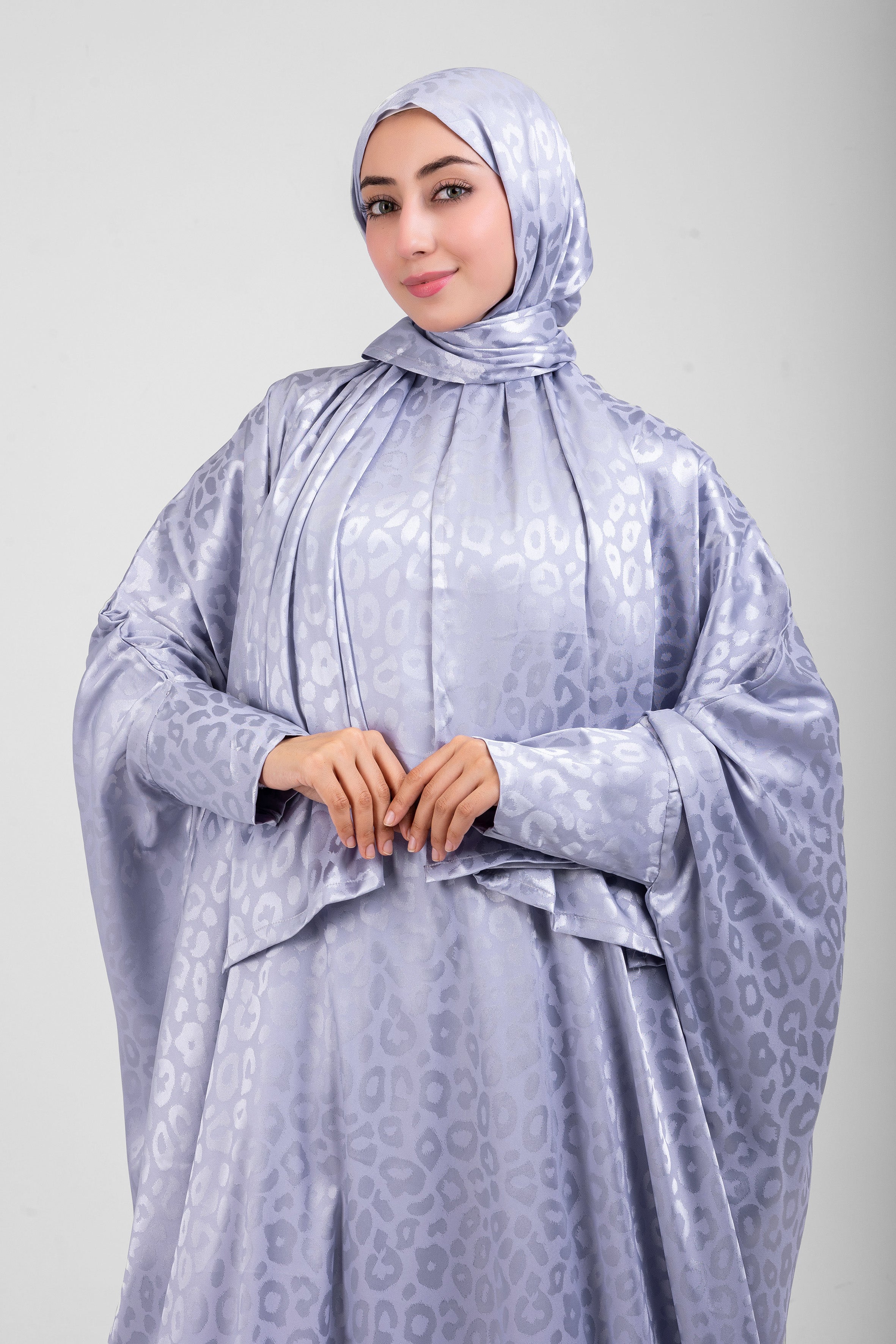 Silver Satin Jacquard butterfly