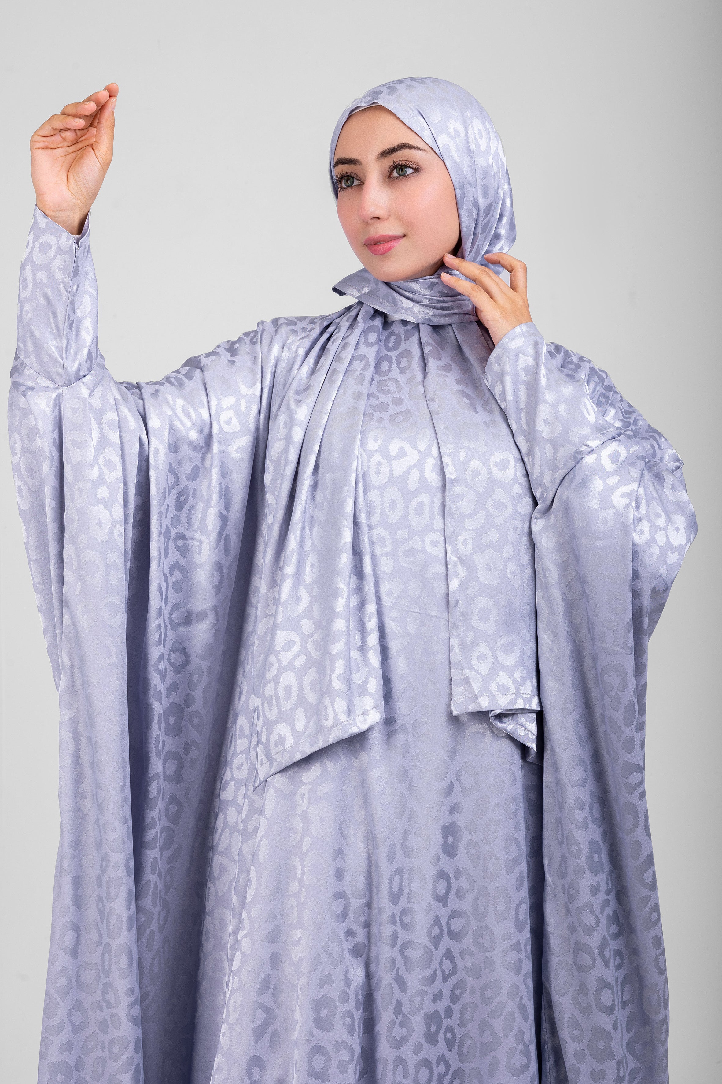 Silver Satin Jacquard butterfly