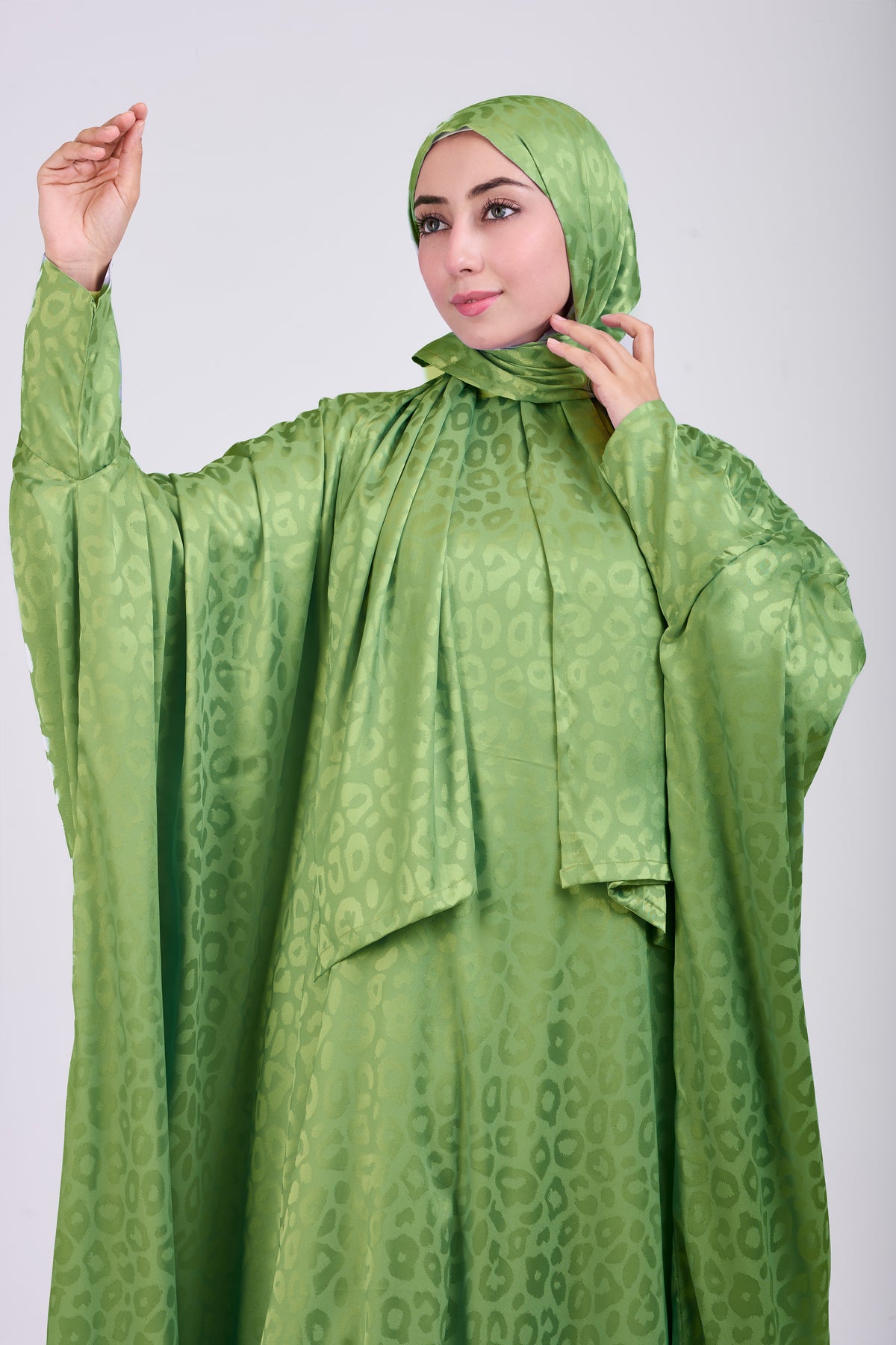 Green Satin Jacquard butterfly