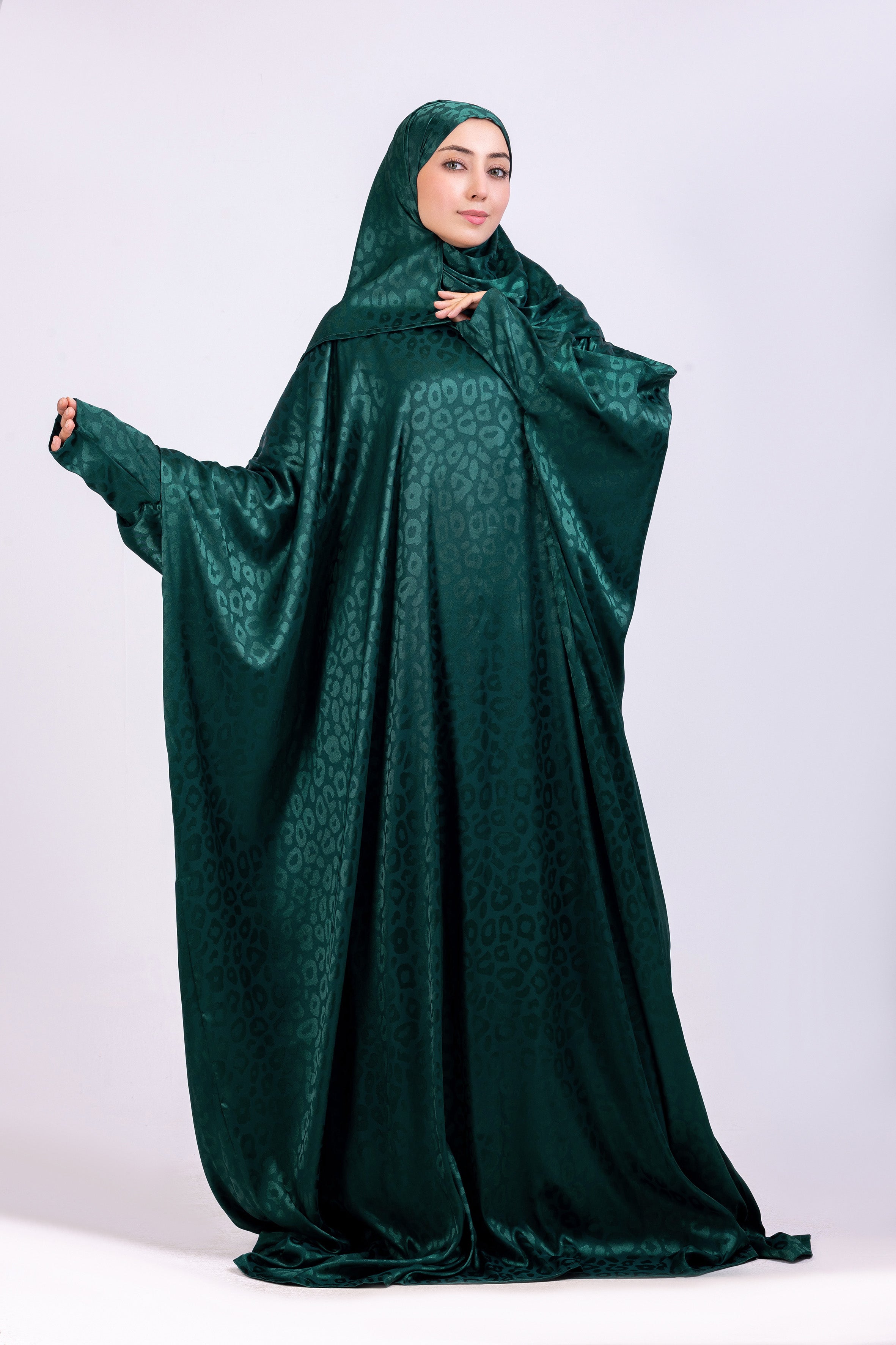 Arabic Green Satin Jacquard butterfly