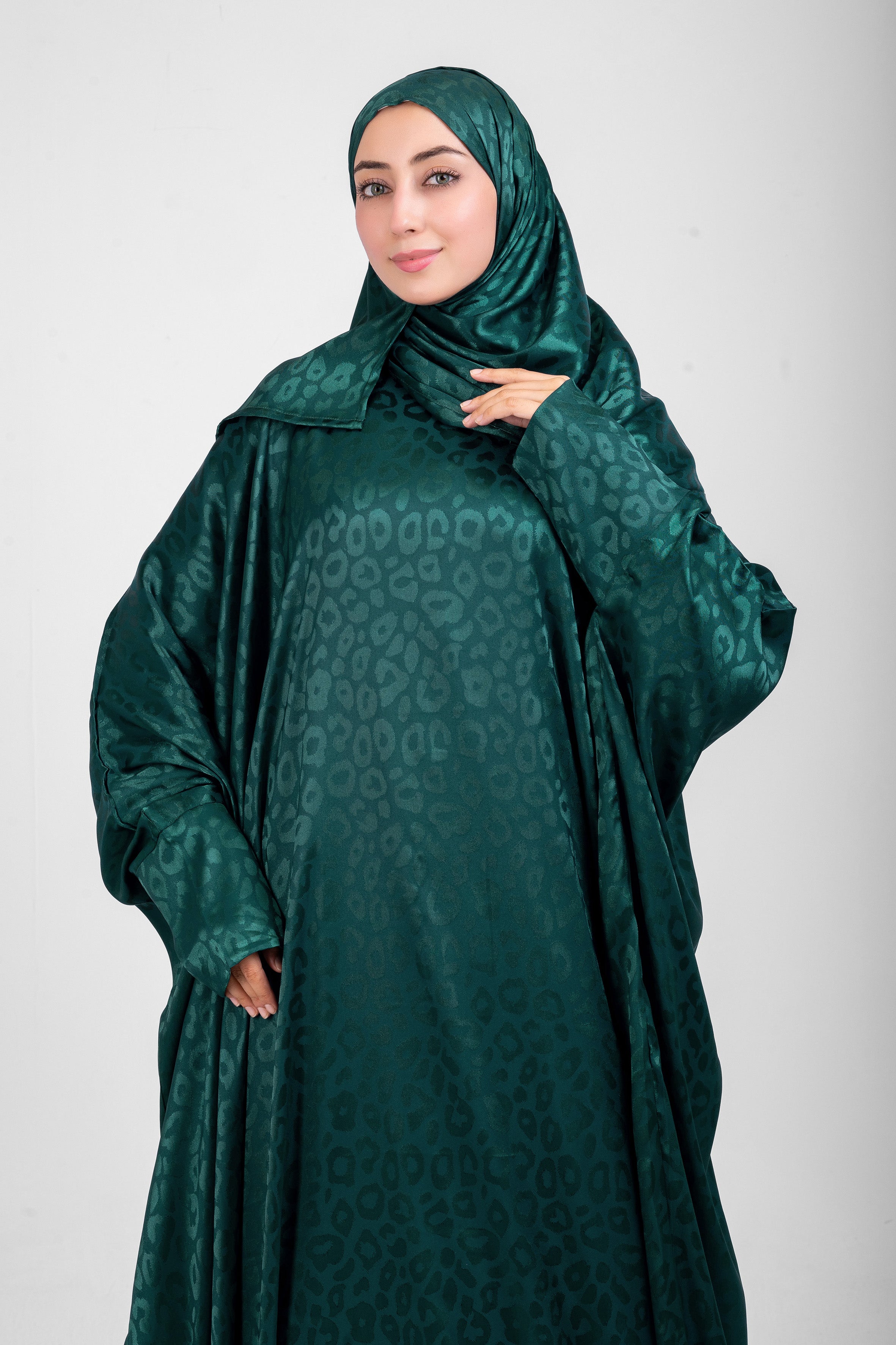 Arabic Green Satin Jacquard butterfly