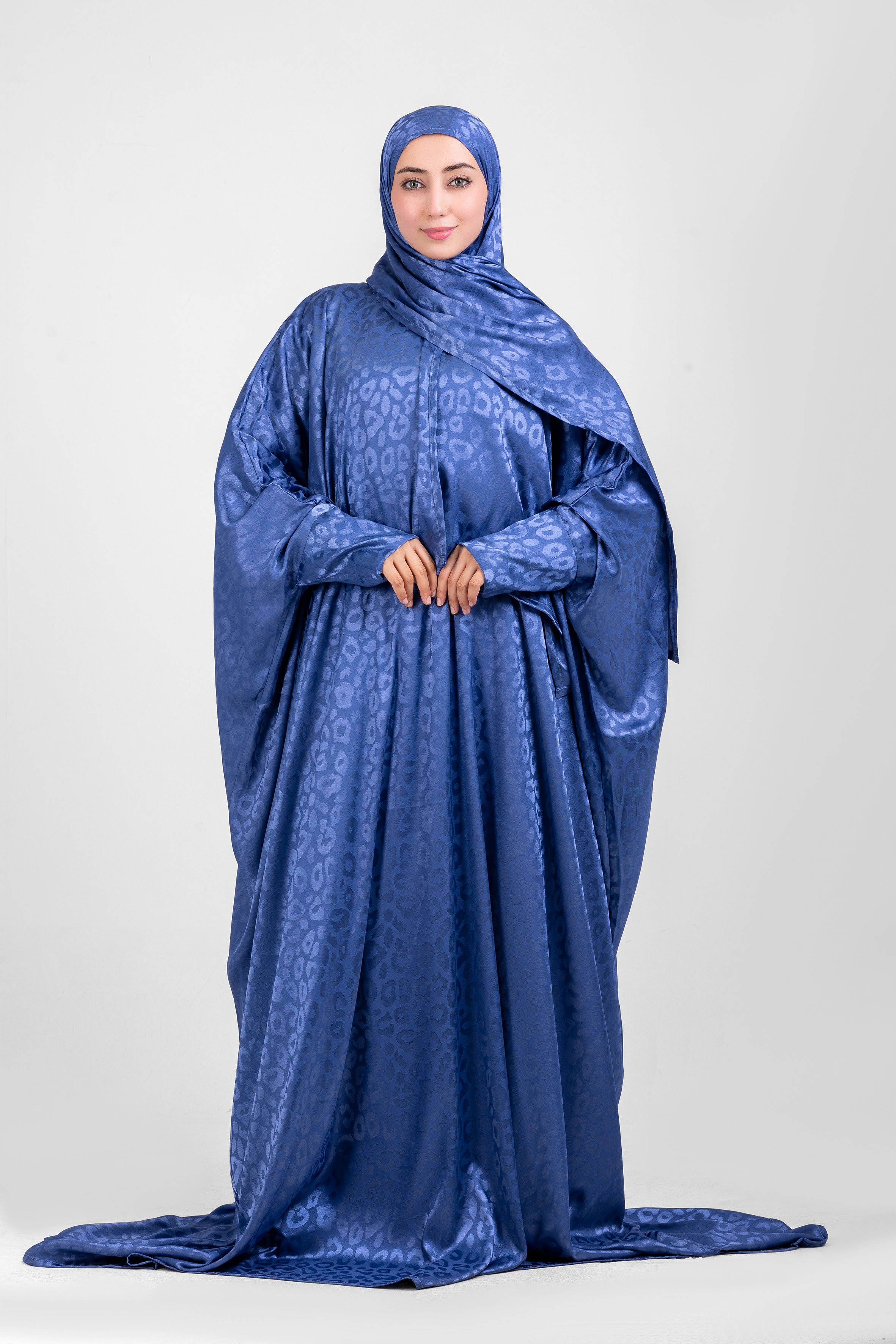 Cobalt Satin Jacquard butterfly