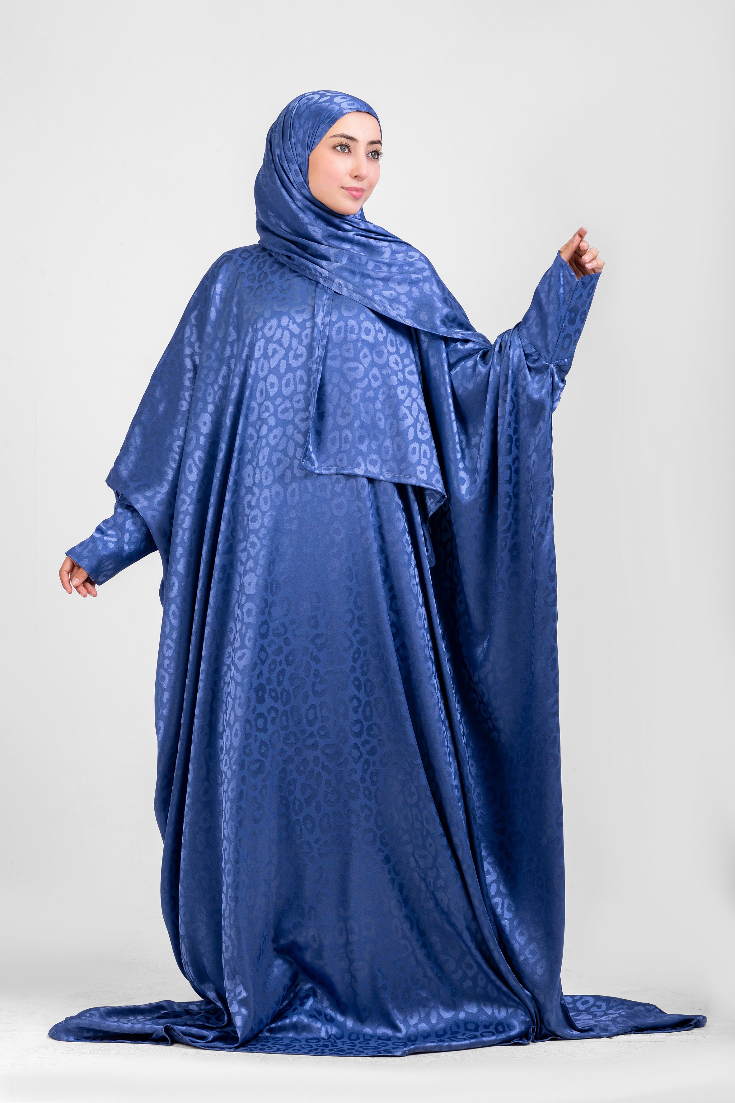 Cobalt Satin Jacquard butterfly