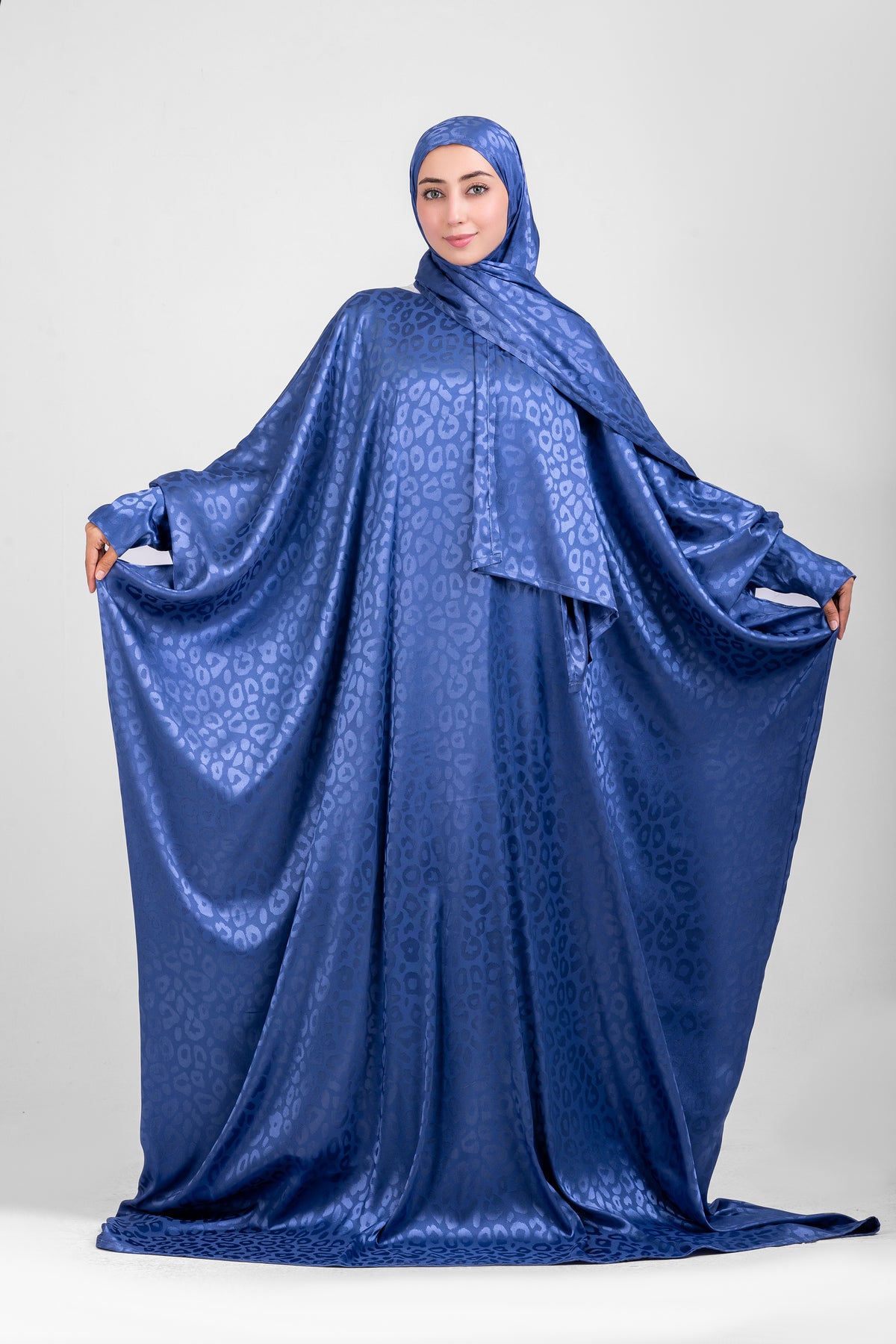 Cobalt Satin Jacquard butterfly