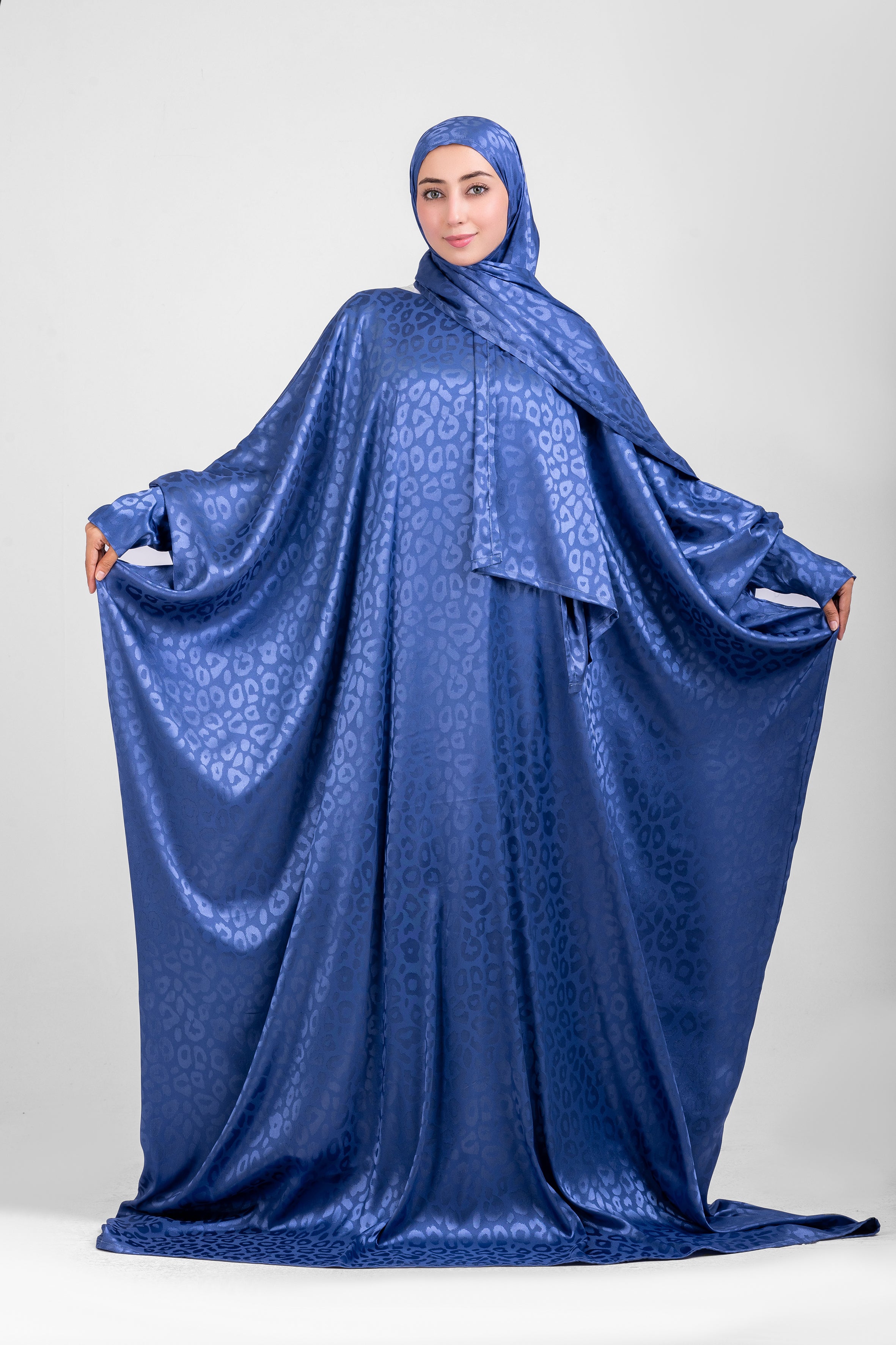 Cobalt Satin Jacquard butterfly