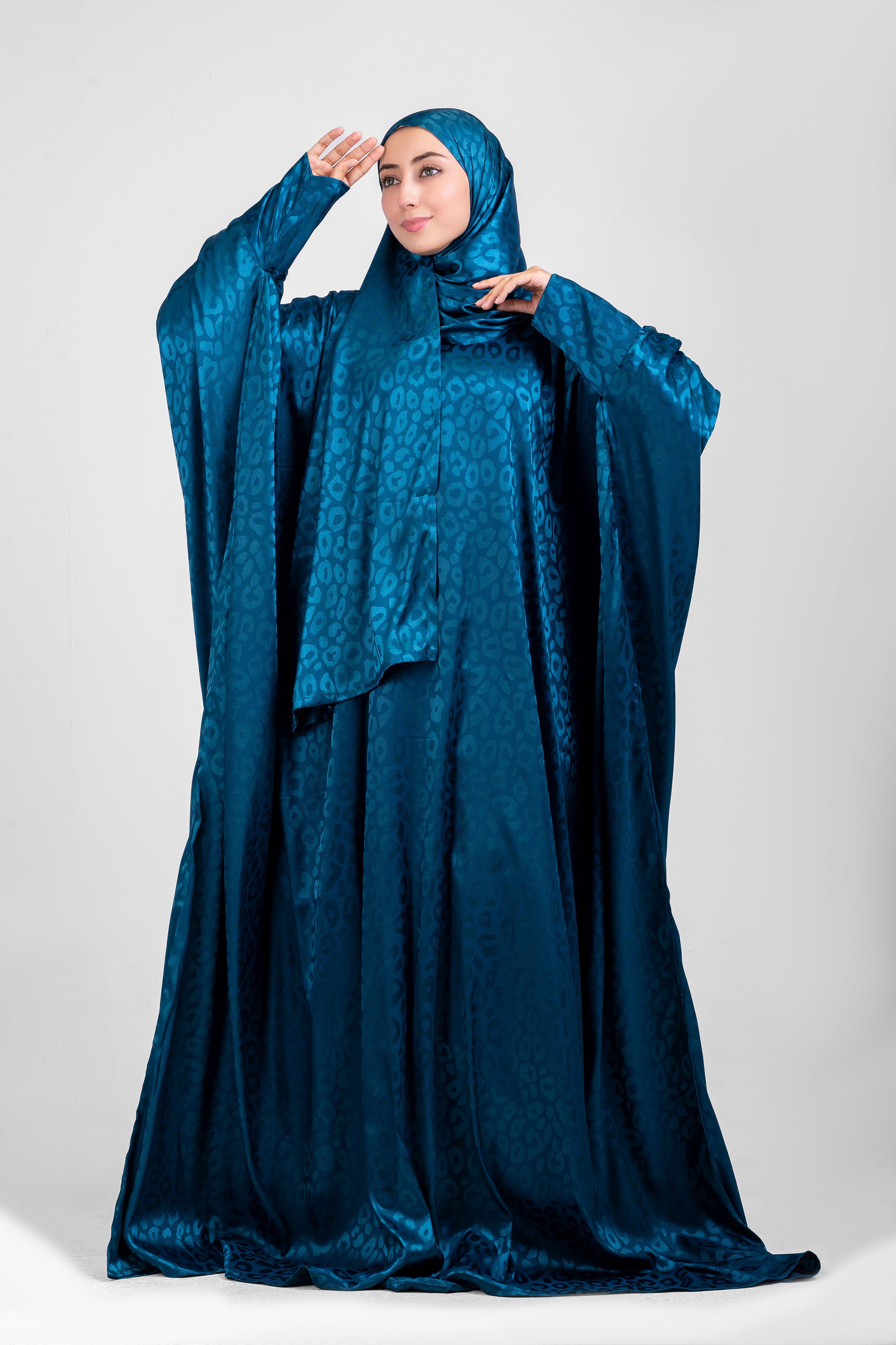 Turquoise Satin Jacquard butterfly