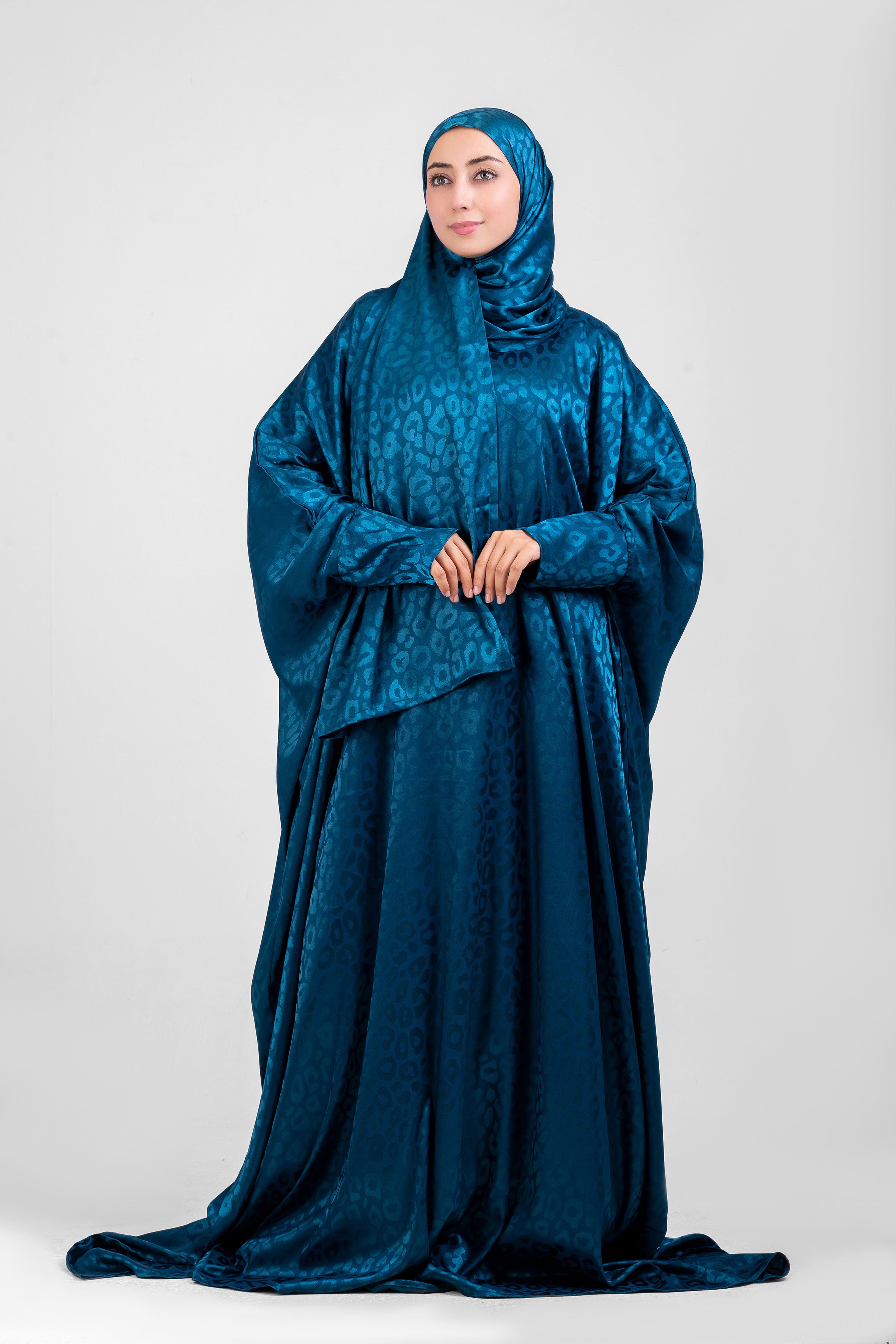 Turquoise Satin Jacquard butterfly