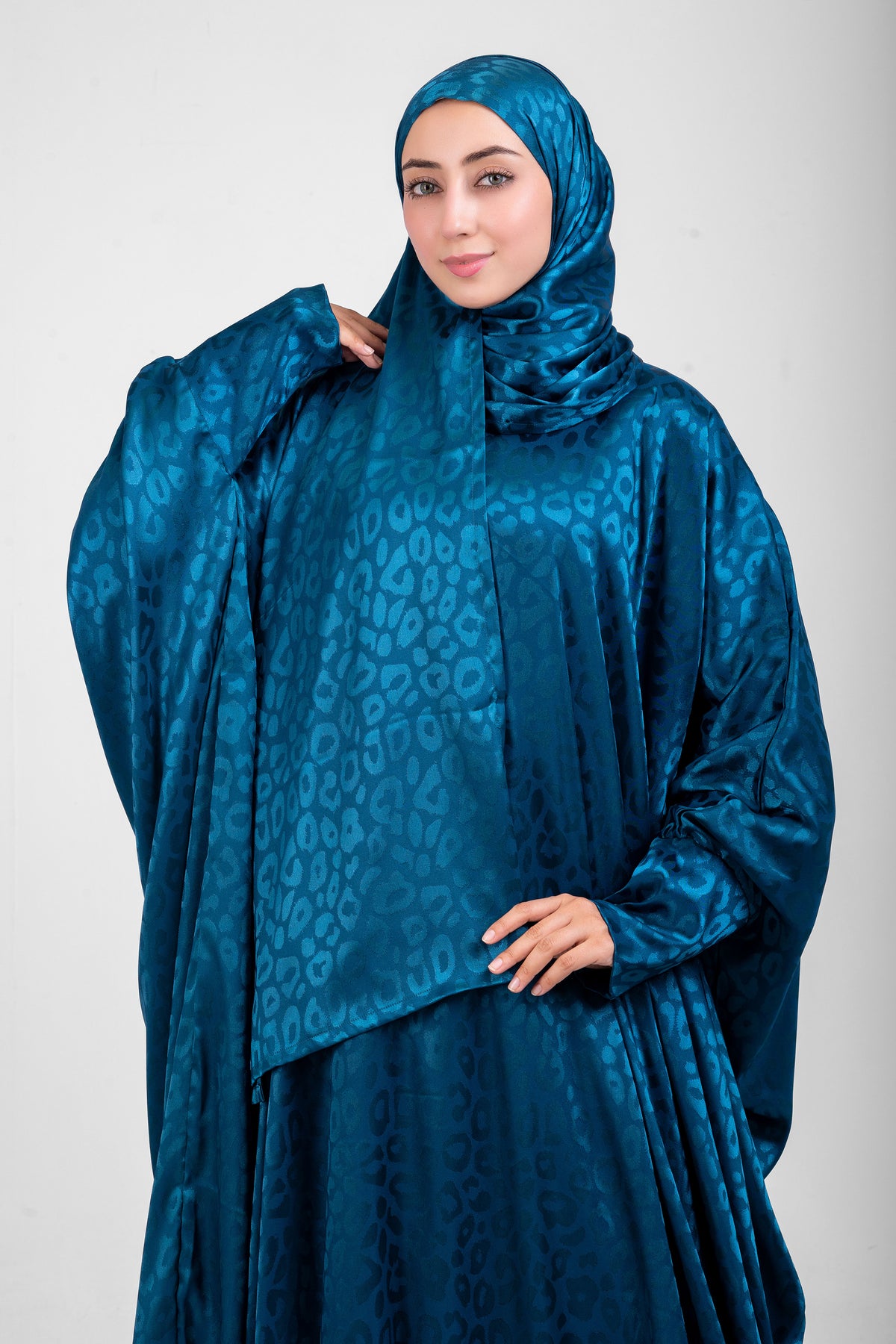 Turquoise Satin Jacquard butterfly