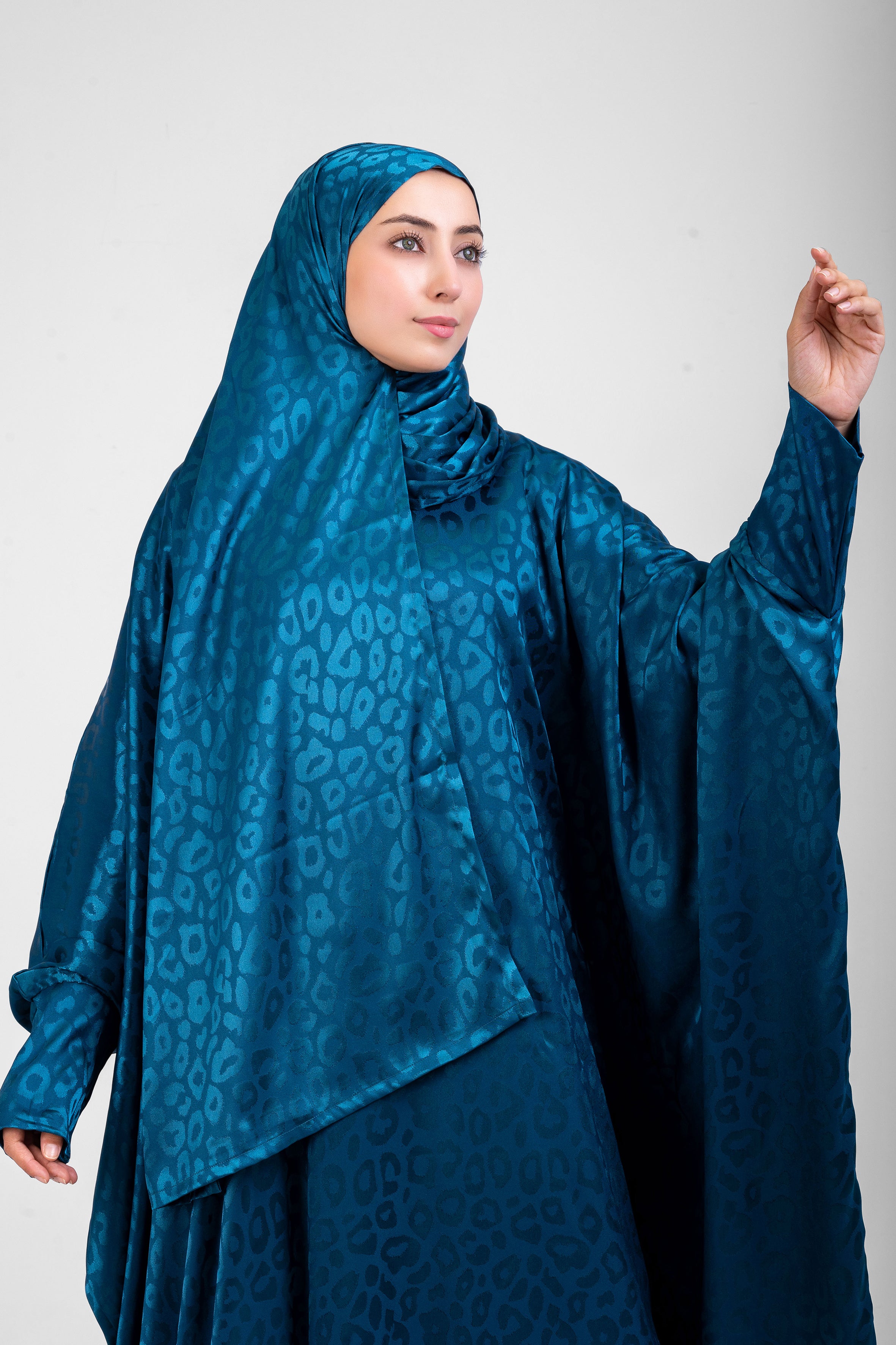 Turquoise Satin Jacquard butterfly