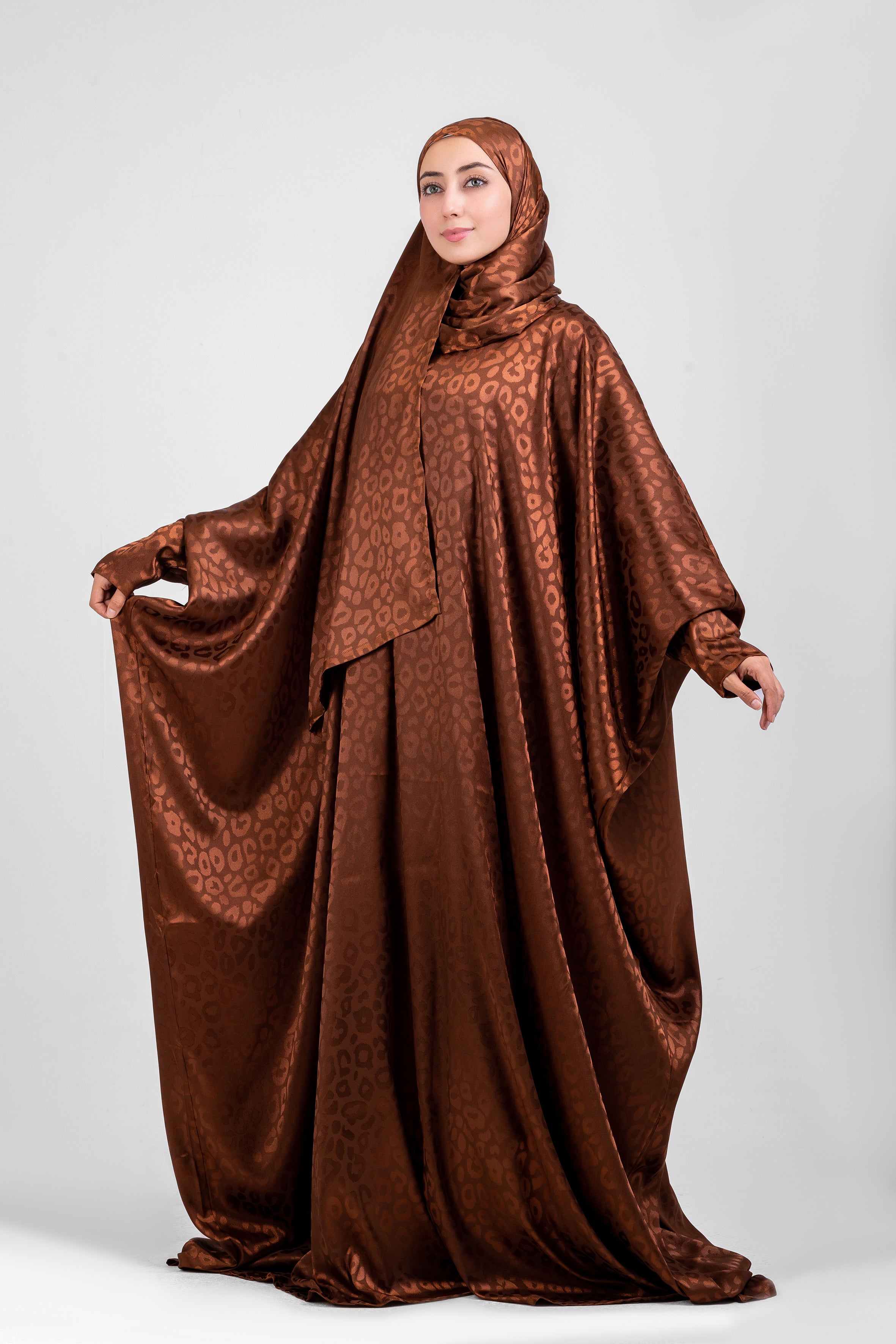 Brown Satin Jacquard butterfly