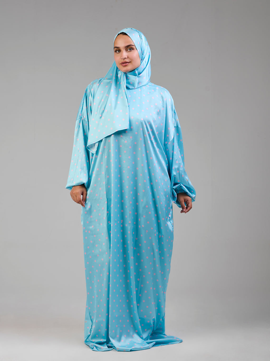 Baby blue Polka Satin