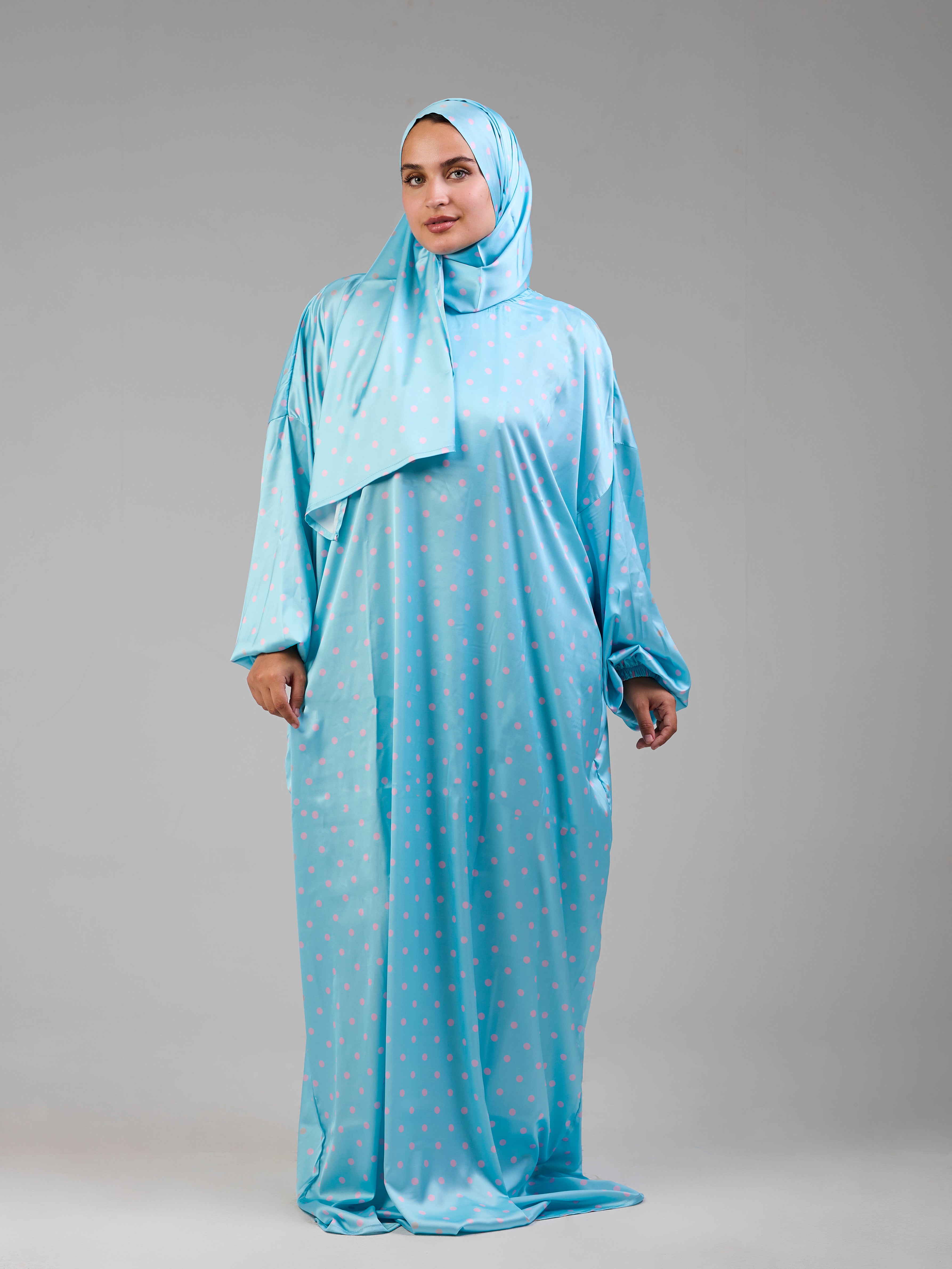 Baby blue Polka Satin