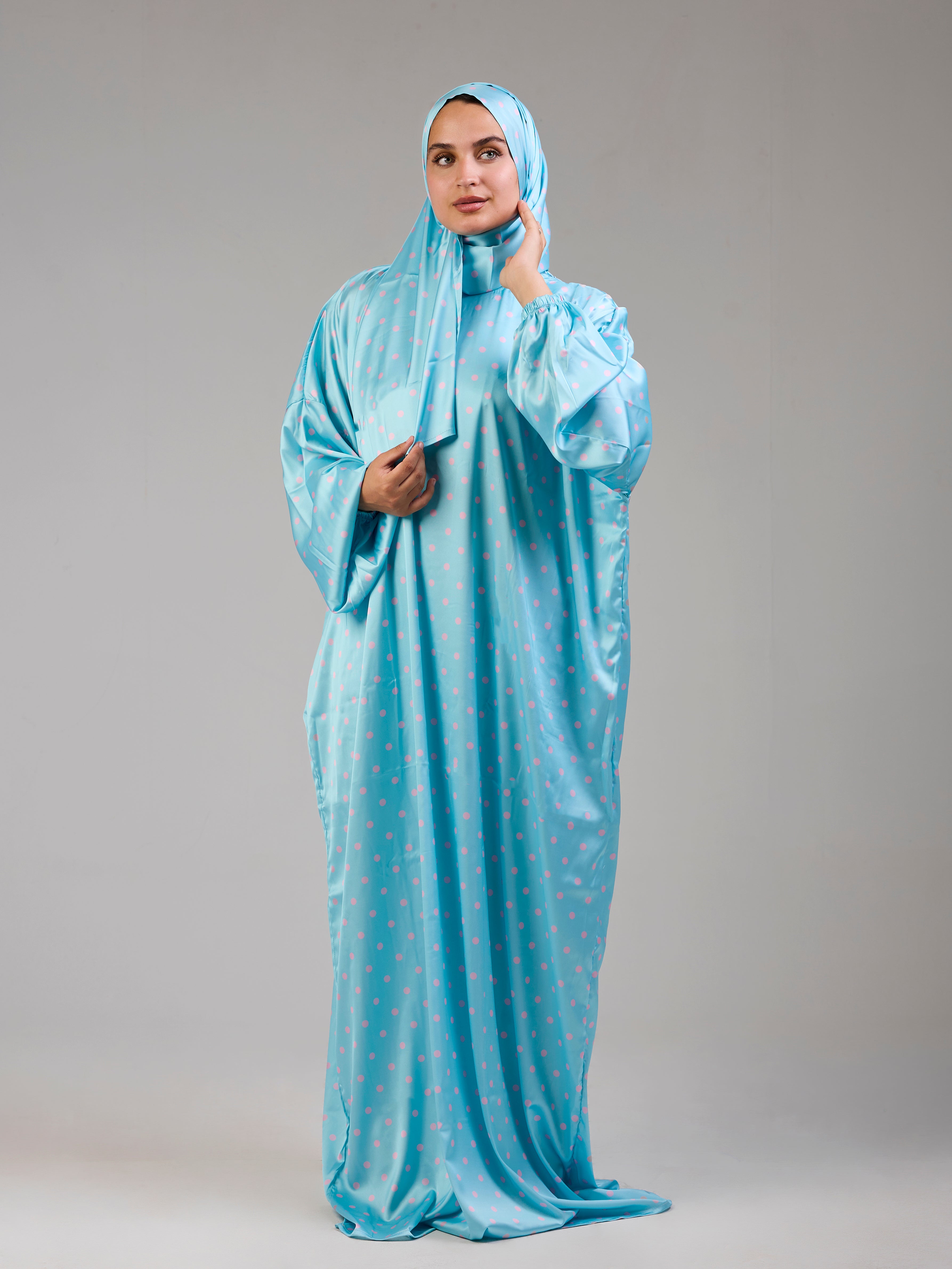 Baby blue Polka Satin