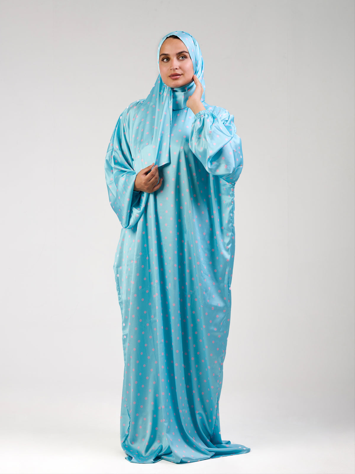 Baby blue Polka Satin