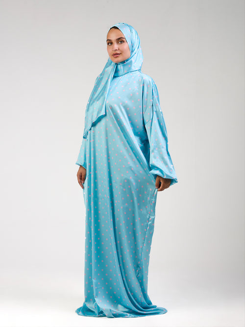 Baby blue Polka Satin