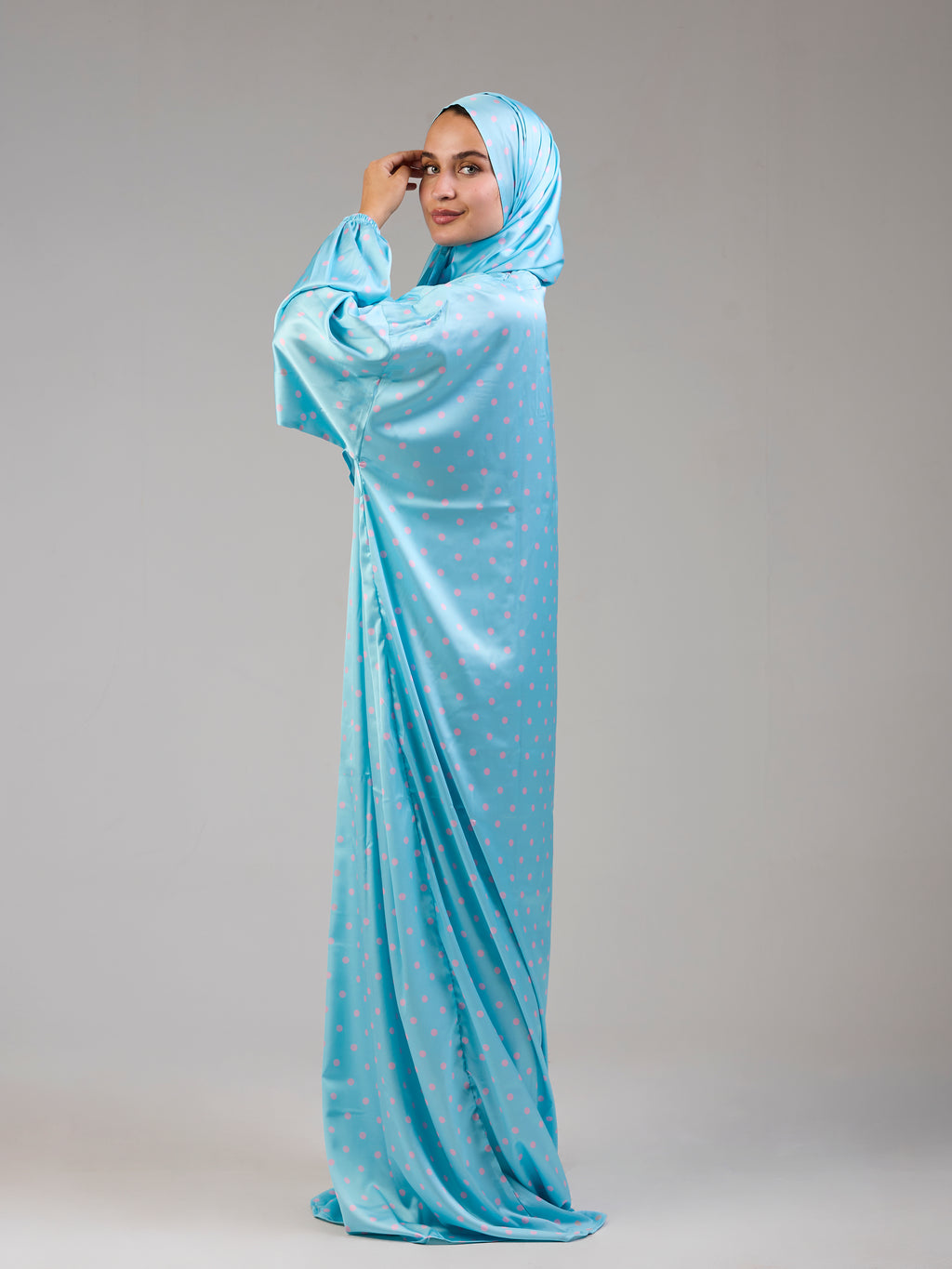 Baby blue Polka Satin