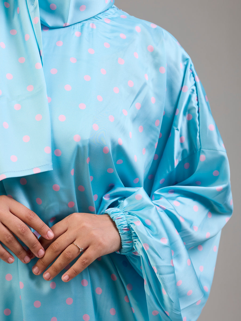 Baby blue Polka Satin