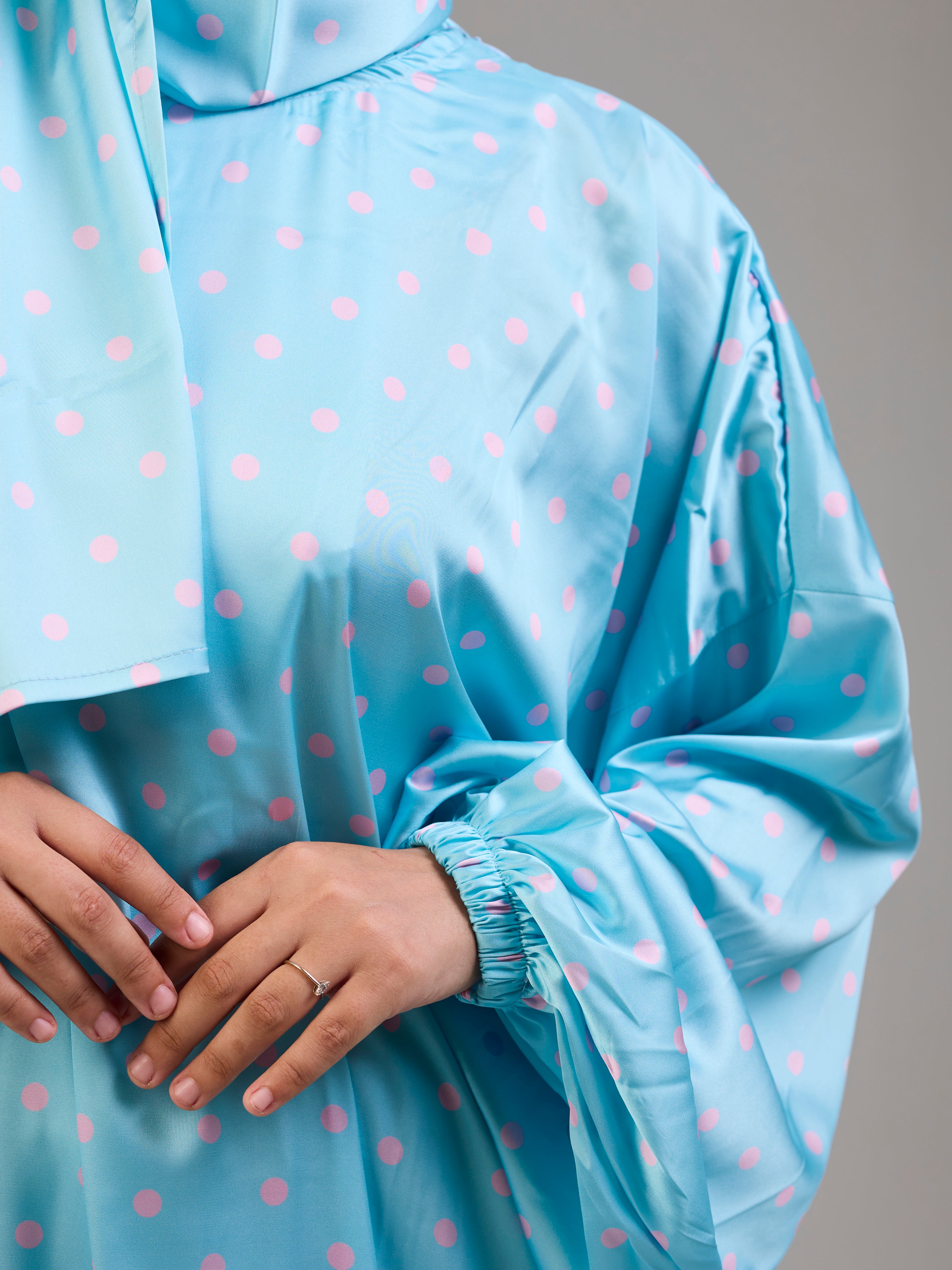 Baby blue Polka Satin