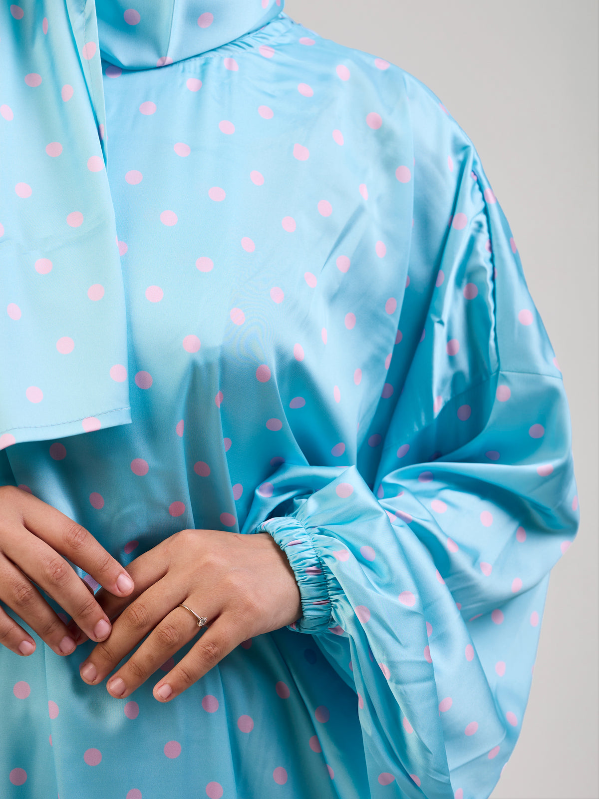 Baby blue Polka Satin