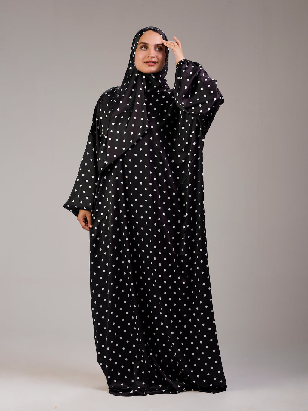 Black Polka Satin