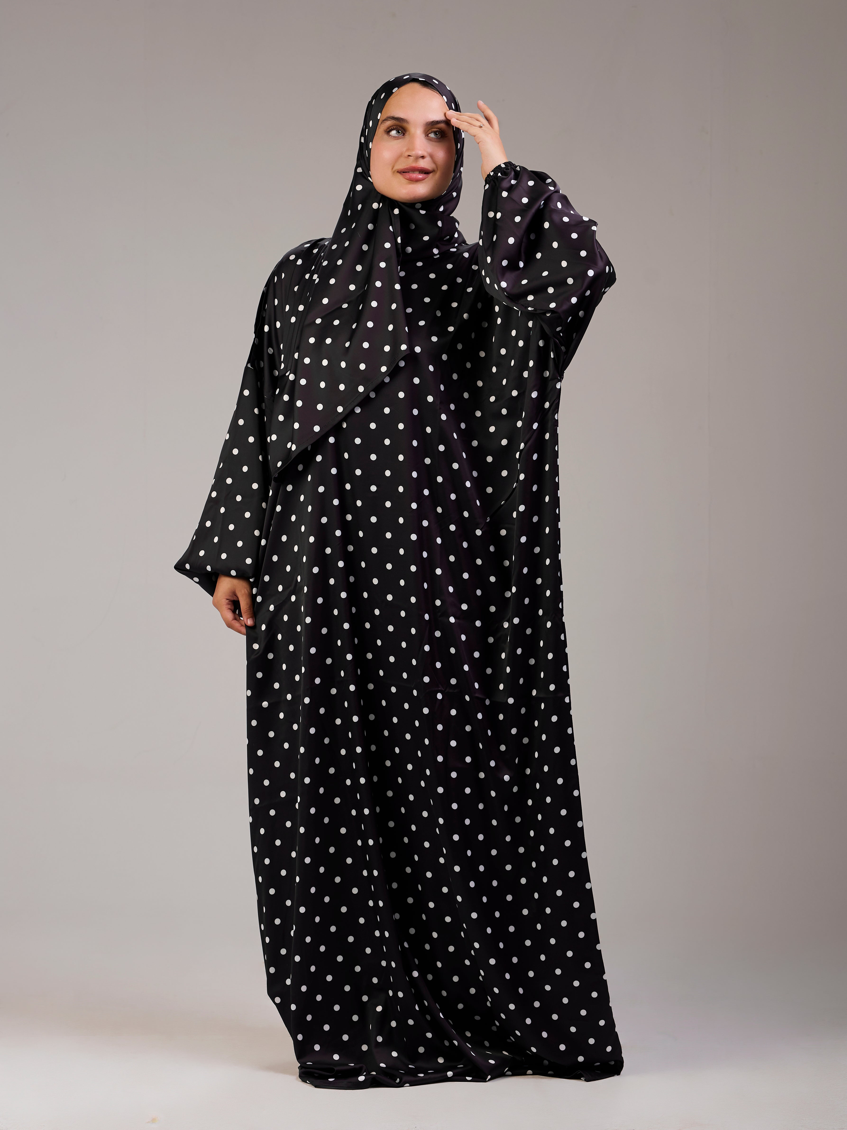 Black Polka Satin