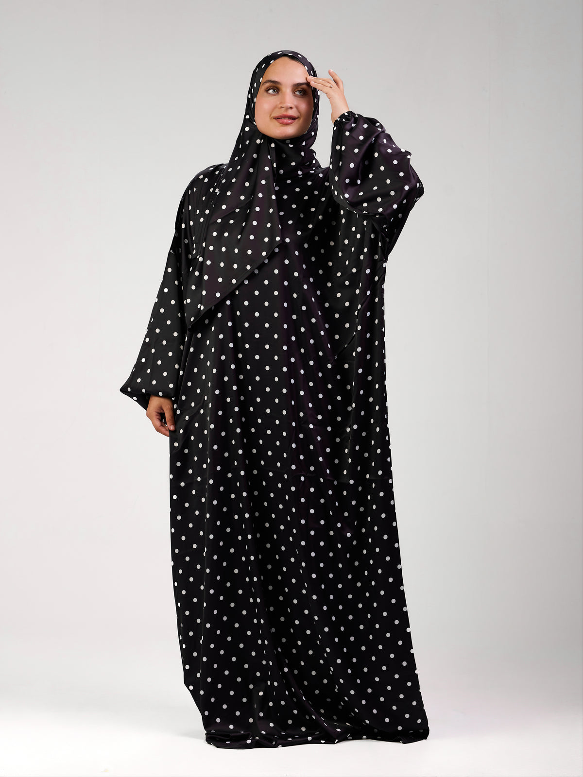 Black Polka Satin
