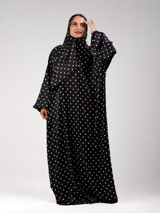 Black Polka Satin