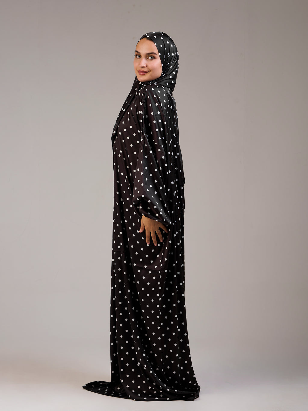 Black Polka Satin