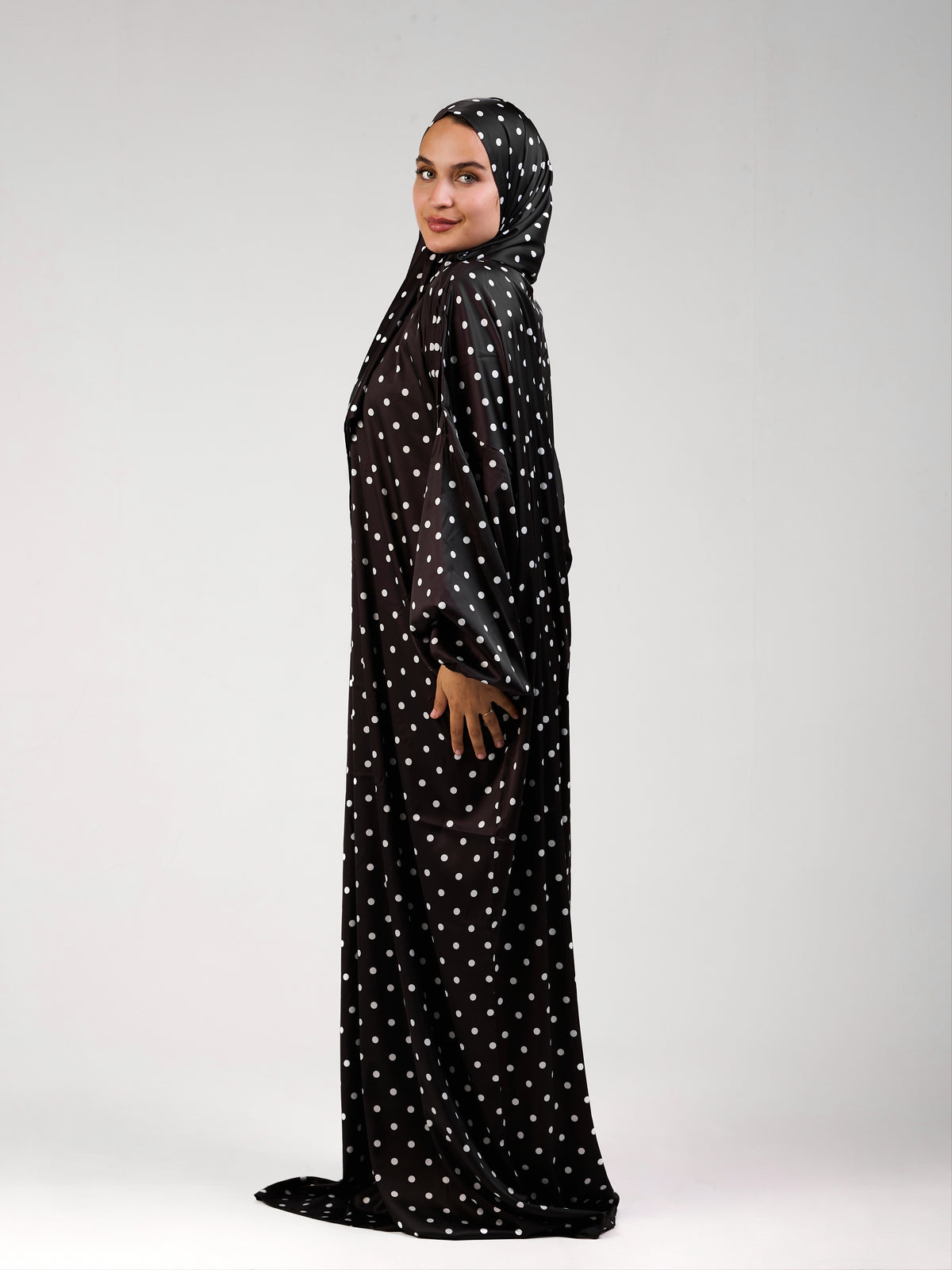 Black Polka Satin