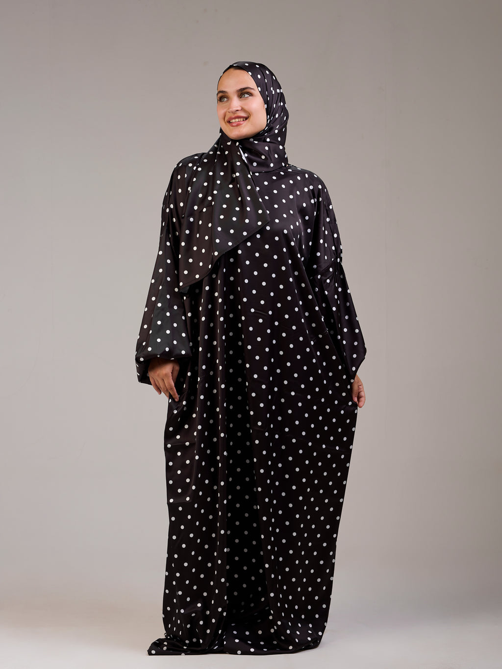 Black Polka Satin