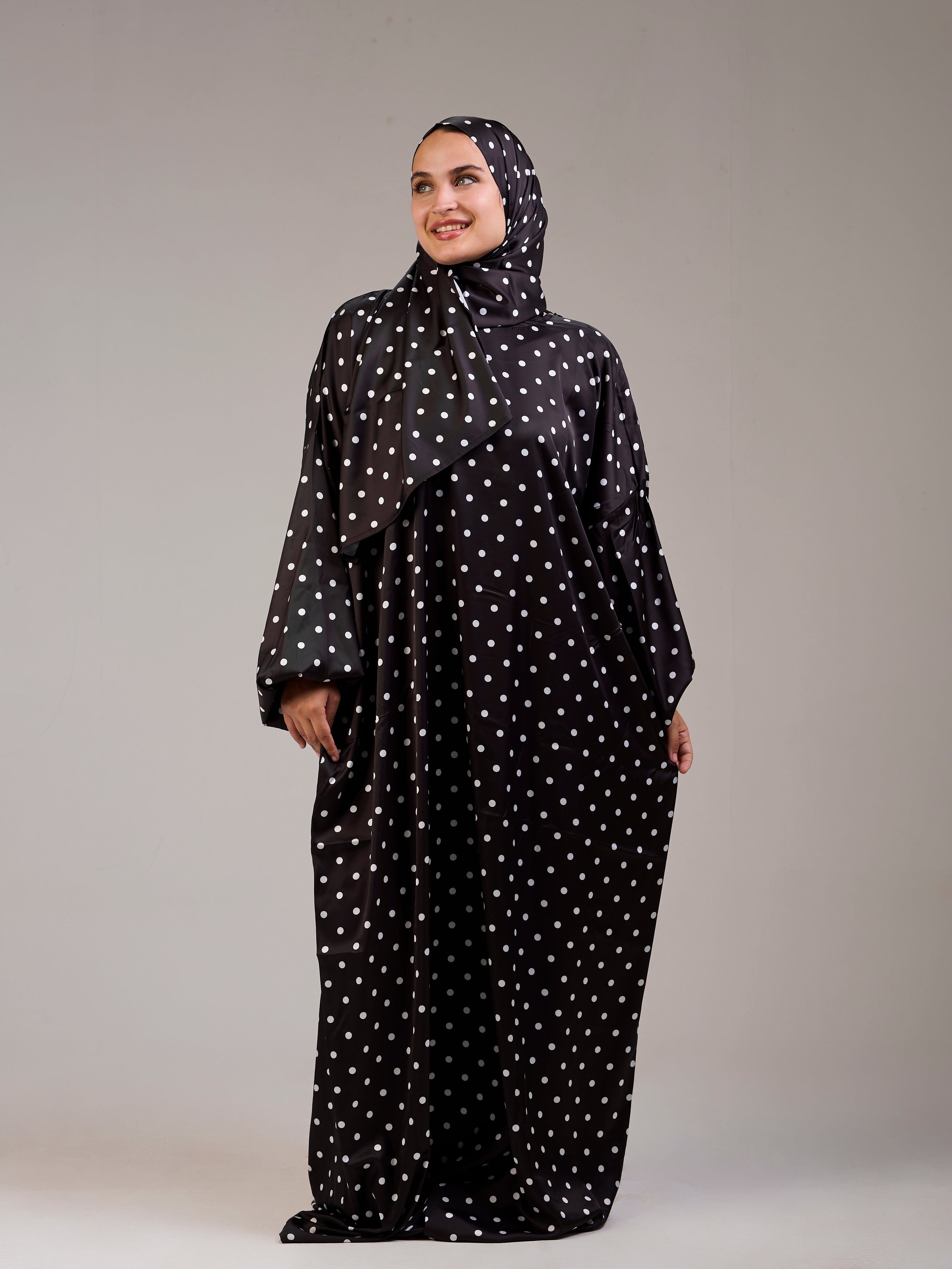 Black Polka Satin