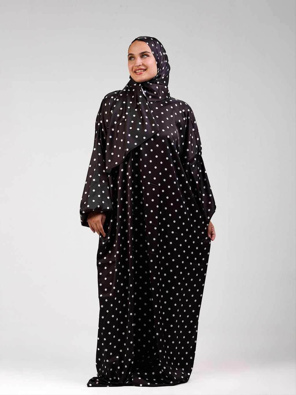 Black Polka Satin