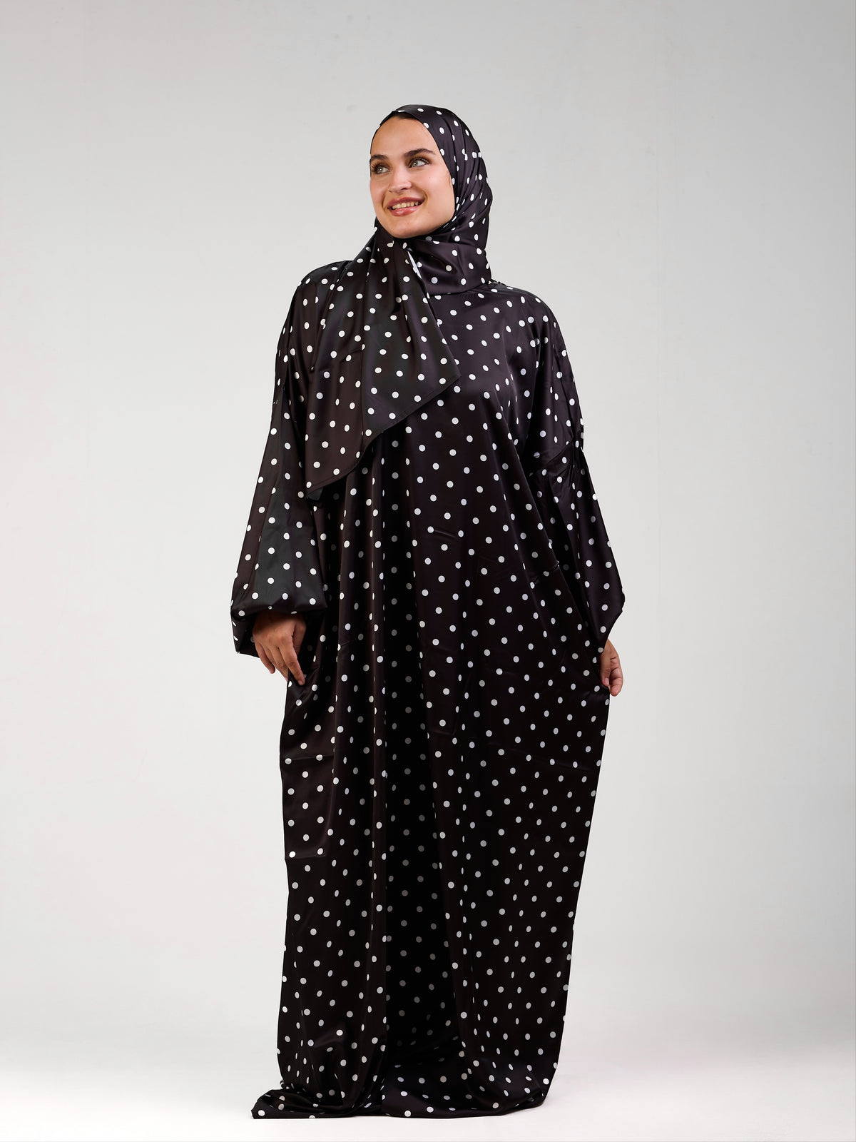 Black Polka Satin