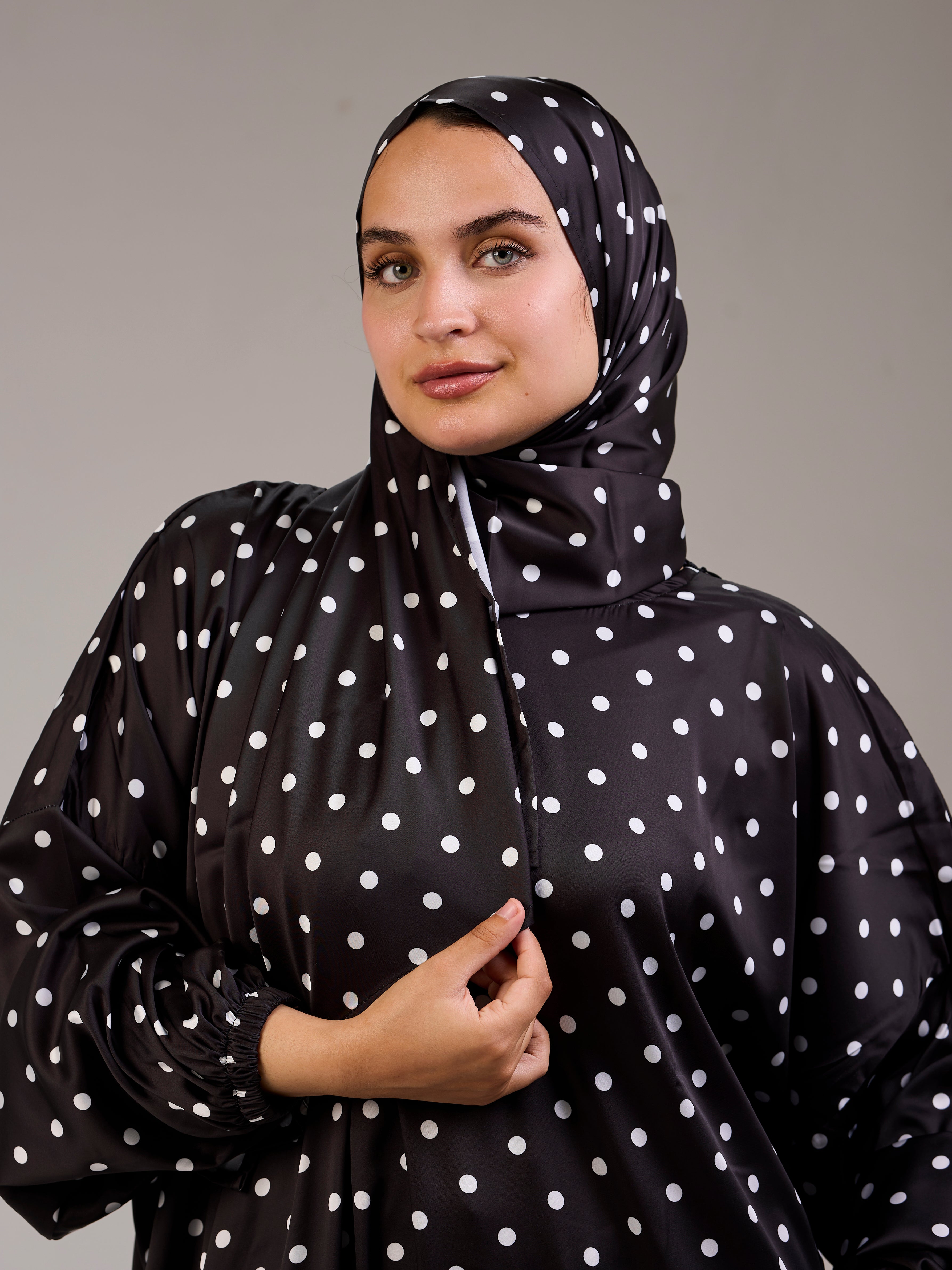 Black Polka Satin