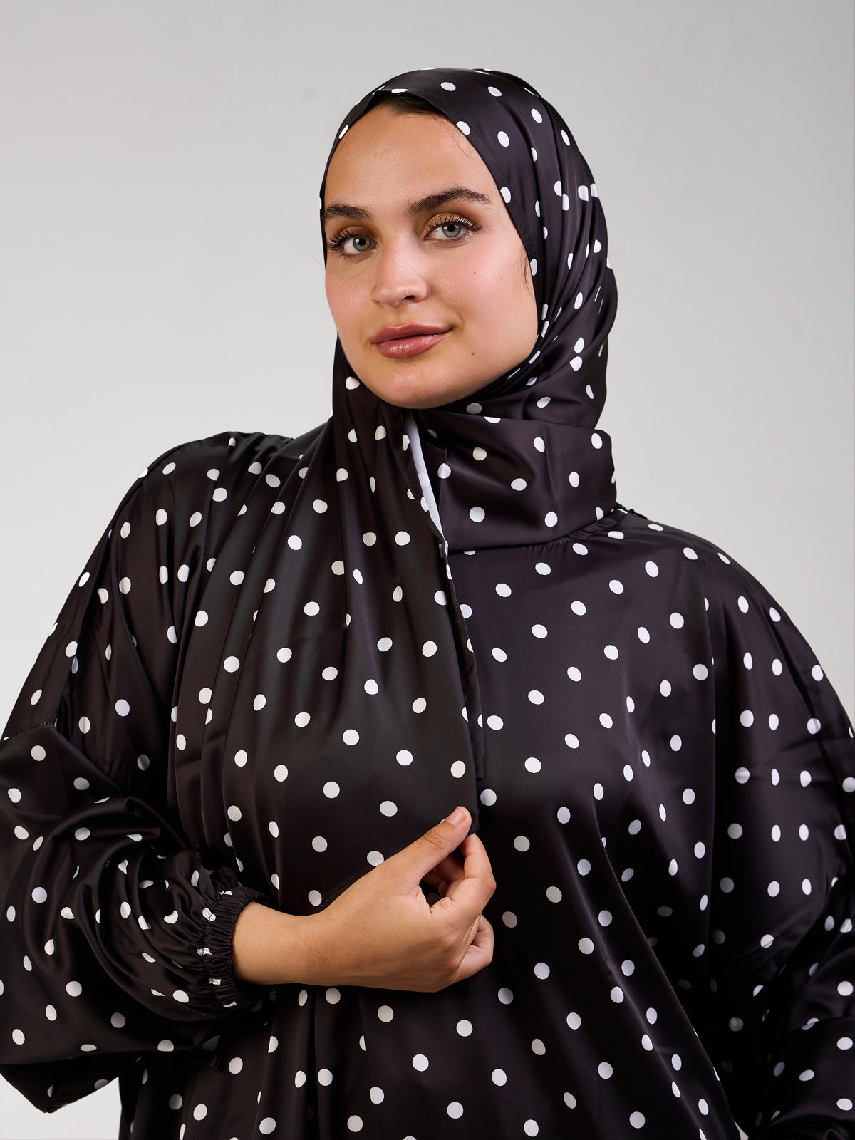 Black Polka Satin